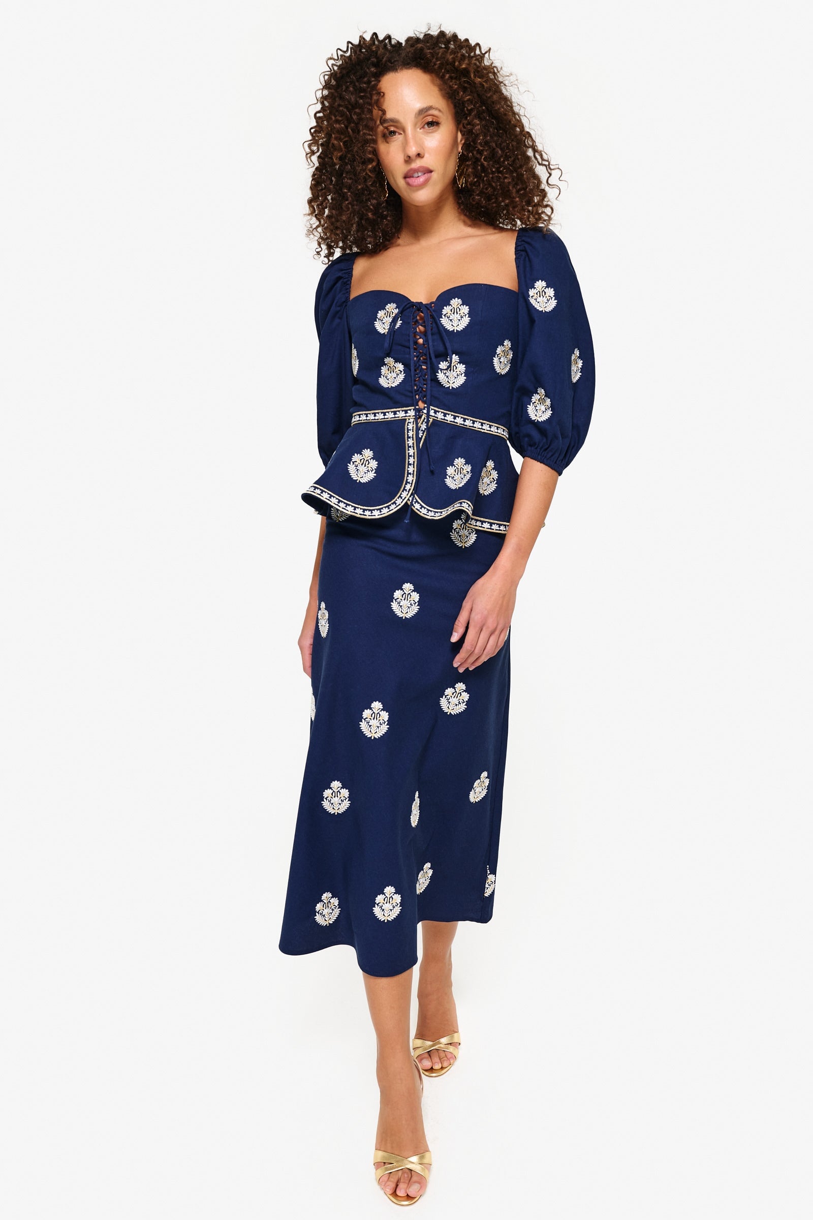 Mina Skirt - Navy & White by Rosewater House