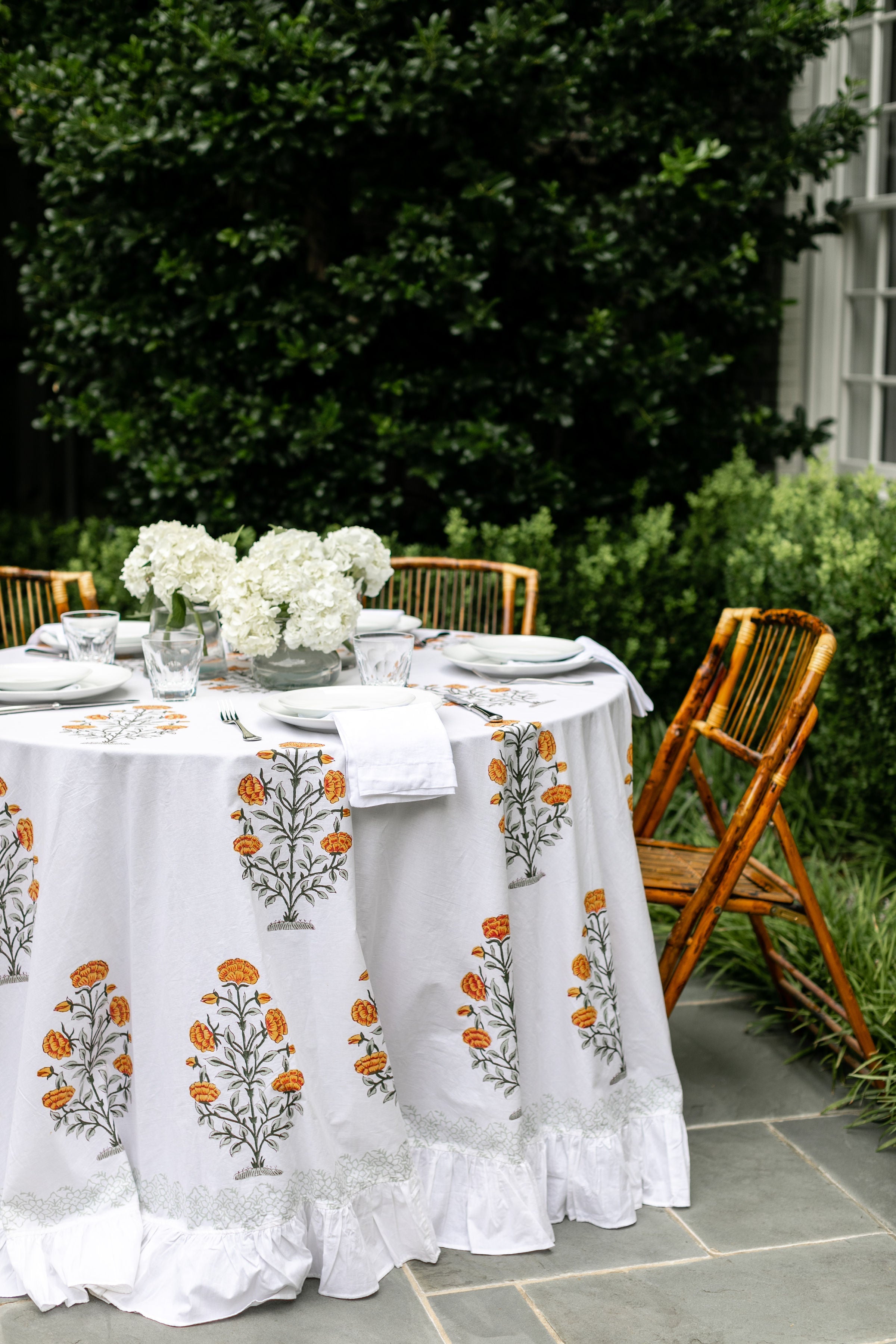 Burnt Orange Floral Tablecloth by Holly Harris Designs
