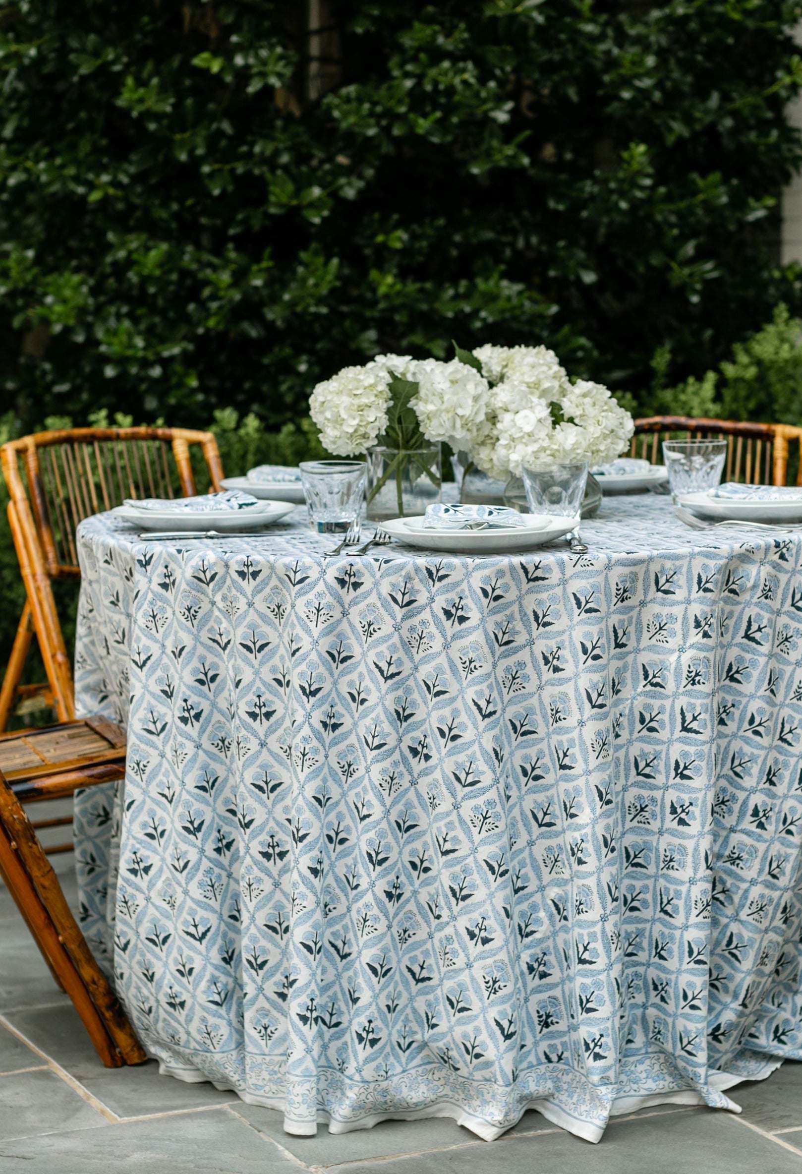 Multi Blue Floral Tablecloth by Holly Harris Designs