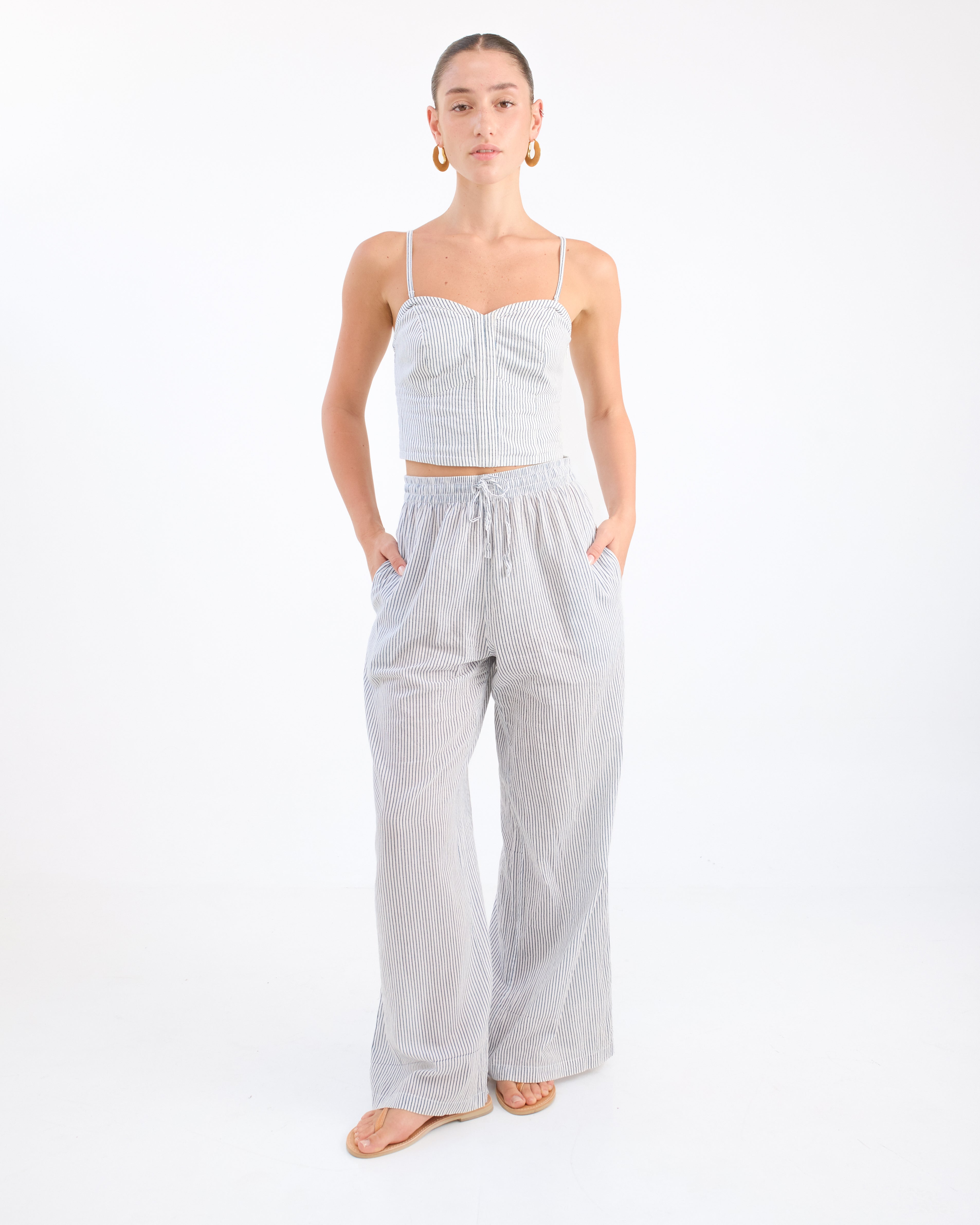 Palazzo Pants - Blue Stripe by Desert Queen
