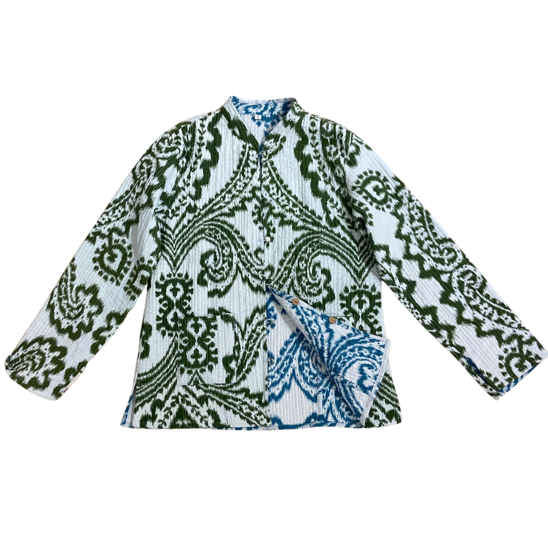 The Blue & Green Lillian Reversible Button-Front Jacket by Blue Door London