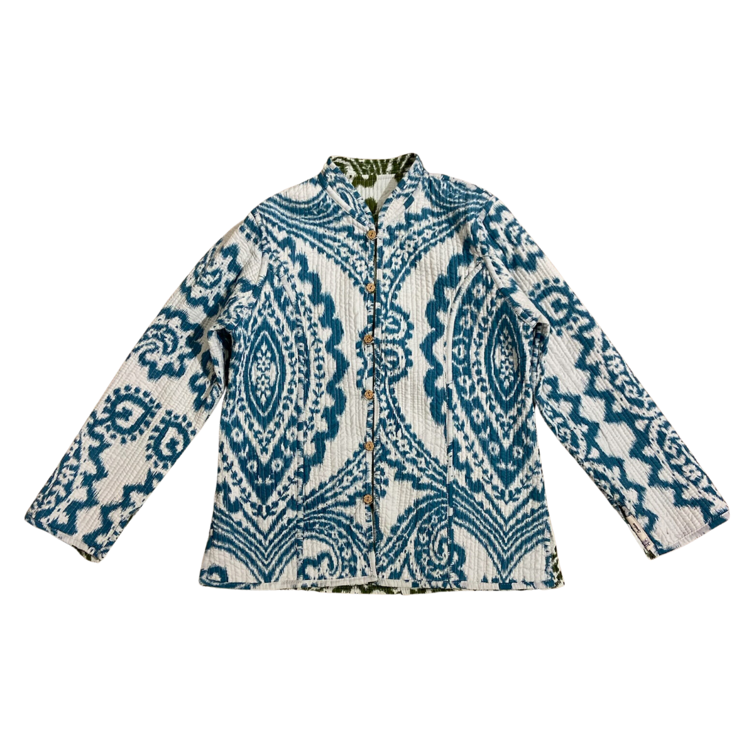 The Blue & Green Lillian Reversible Button-Front Jacket by Blue Door London