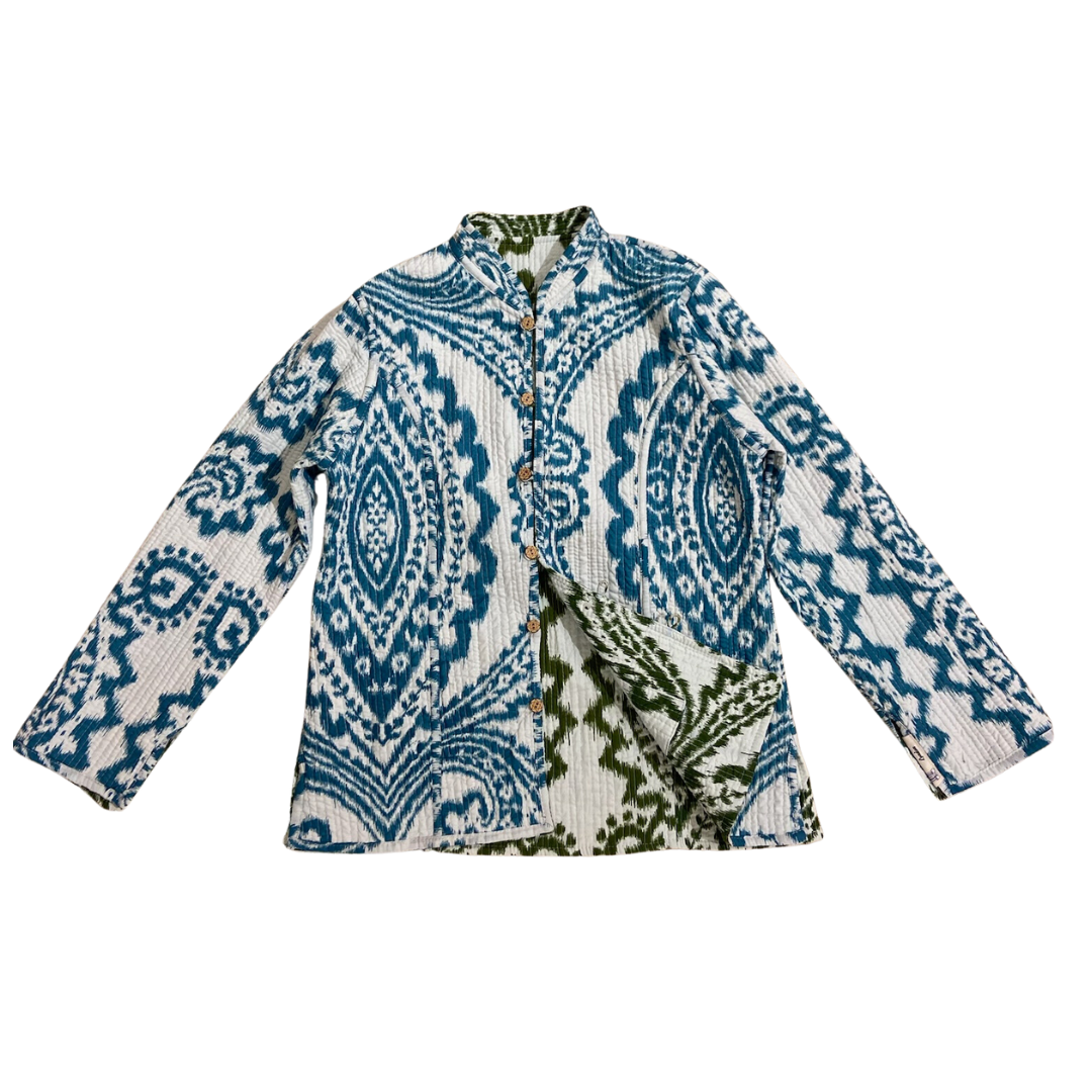 The Blue & Green Lillian Reversible Button-Front Jacket by Blue Door London