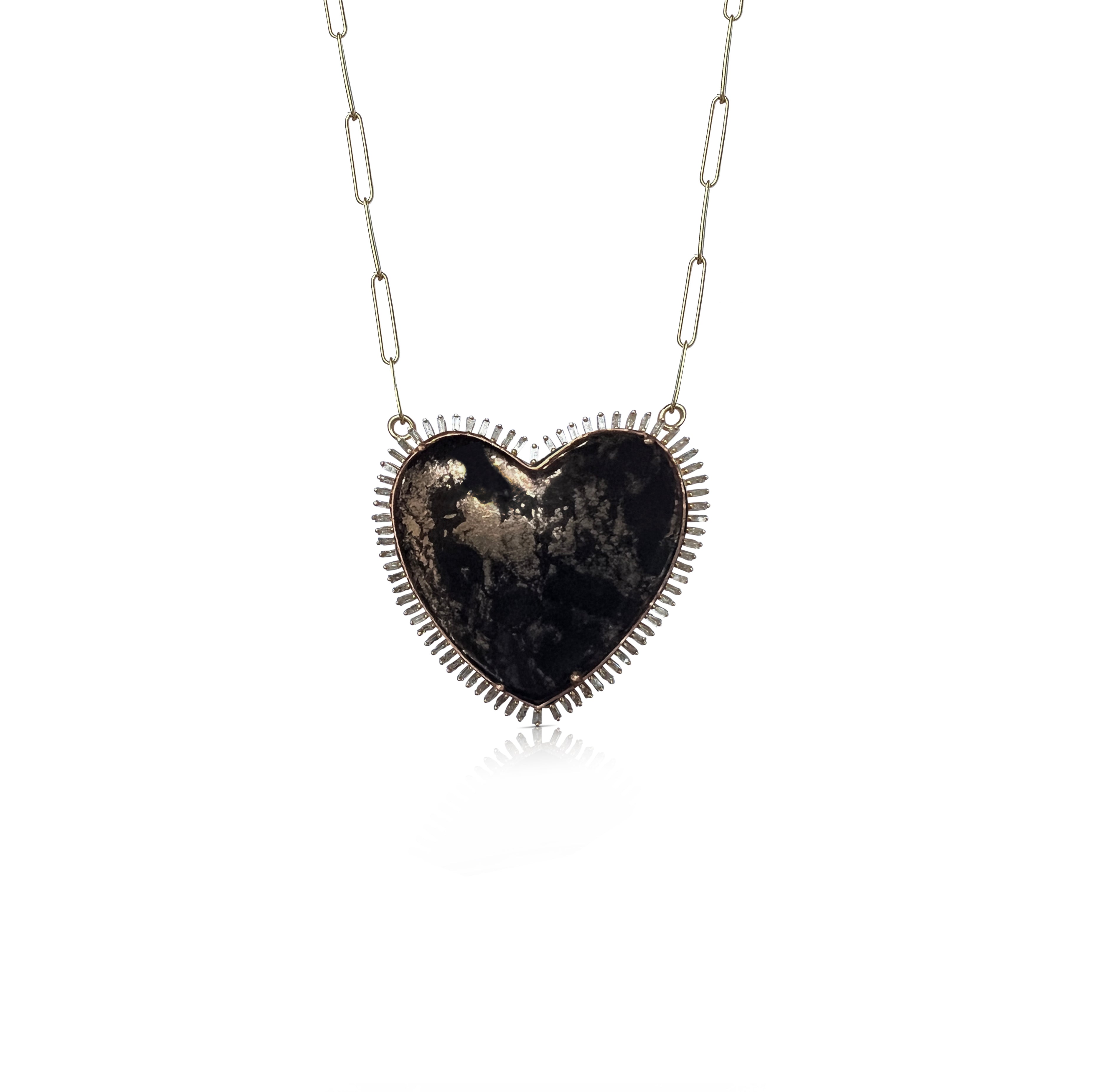 14k Baguette Apache Heart Necklace by S.Carter Designs