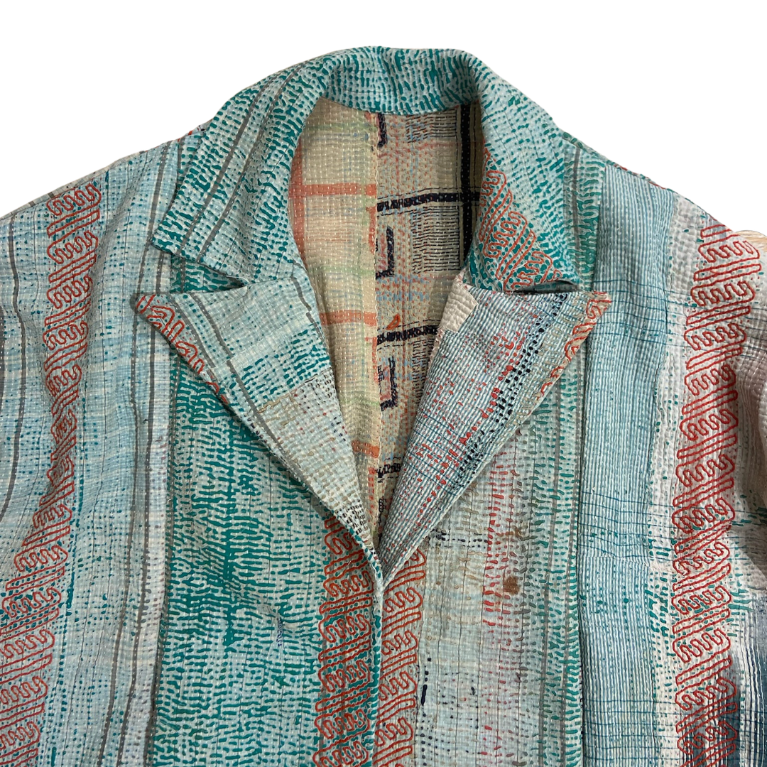 The Multi-Color Blue Evelyn Short Sleeve Jacket by Blue Door London