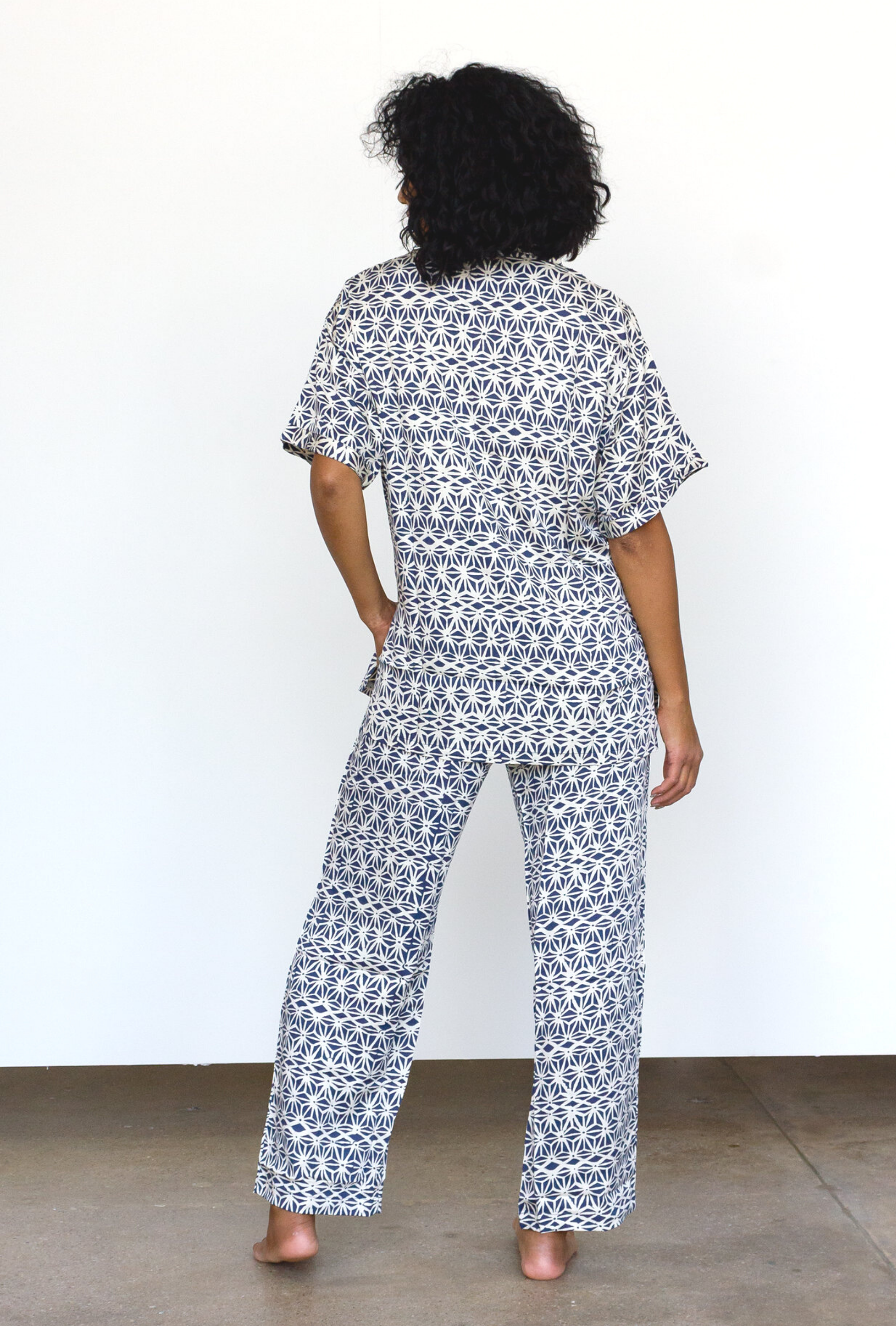 Geo Starburst Modal Pajama Set in Navy + Cream by Symbology Clothing