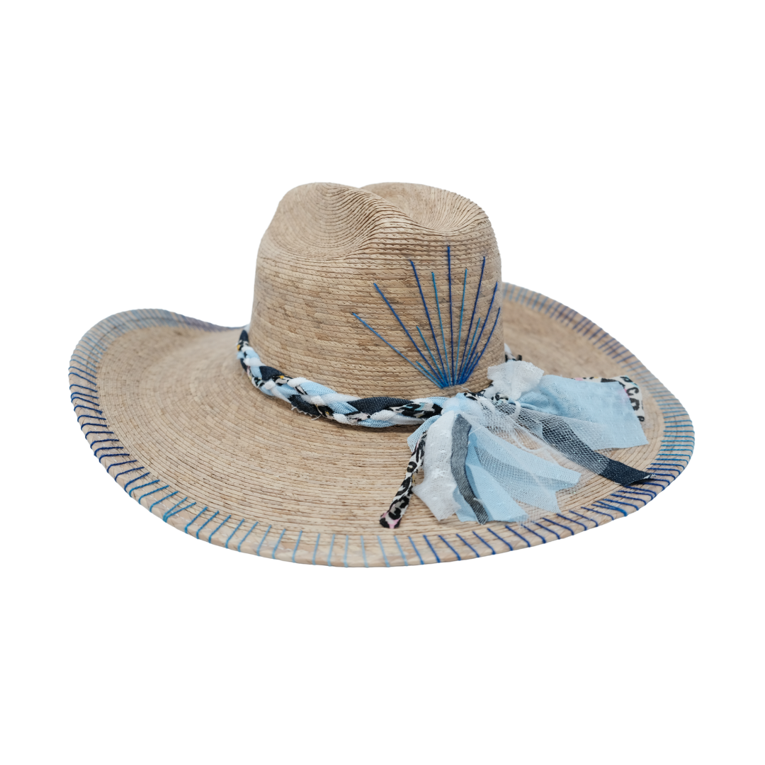 Exclusive Agave Blue Cowboy Straw Hat by Corazon Playero