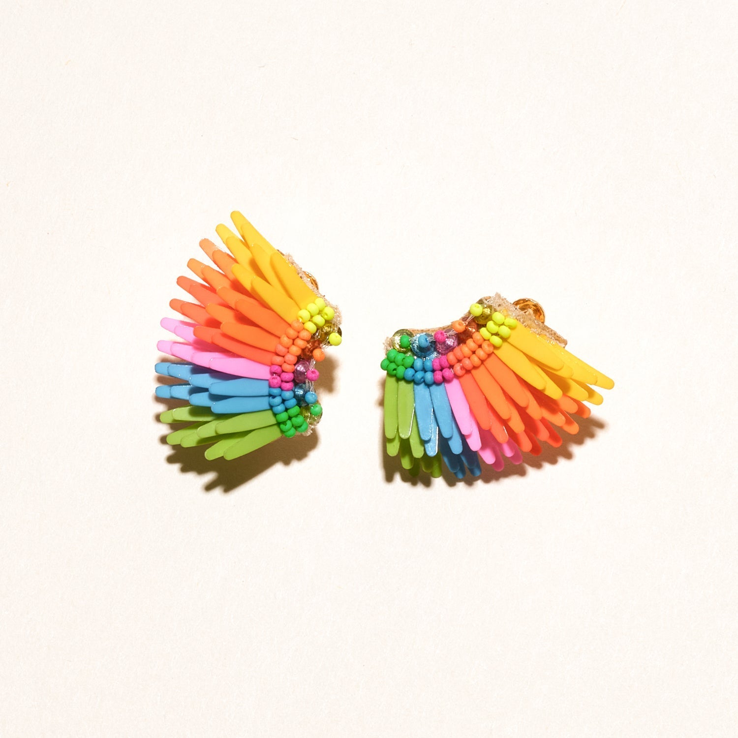 Micro Madeline Clip On Earrings Rainbow Ombre by Mignonne Gavigan