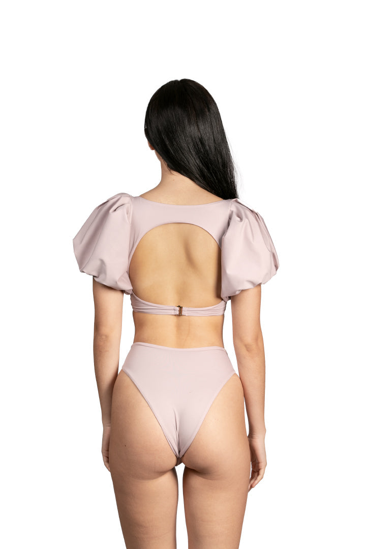 Sayulita Lilac Puff Sleeve Bikini Top by Sanlier
