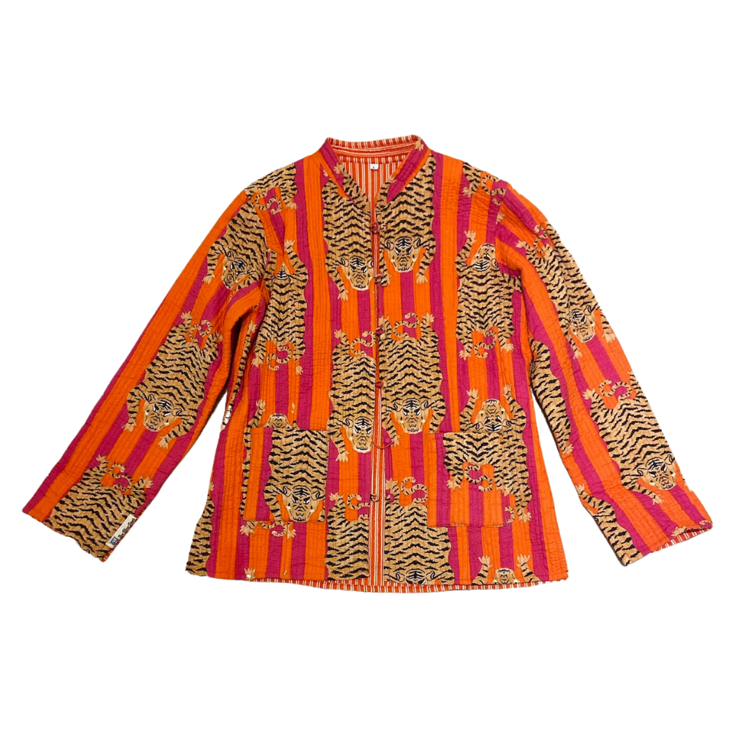 The Orange & Pink Julia Tiger Print Button-Front Jacket by Blue Door London