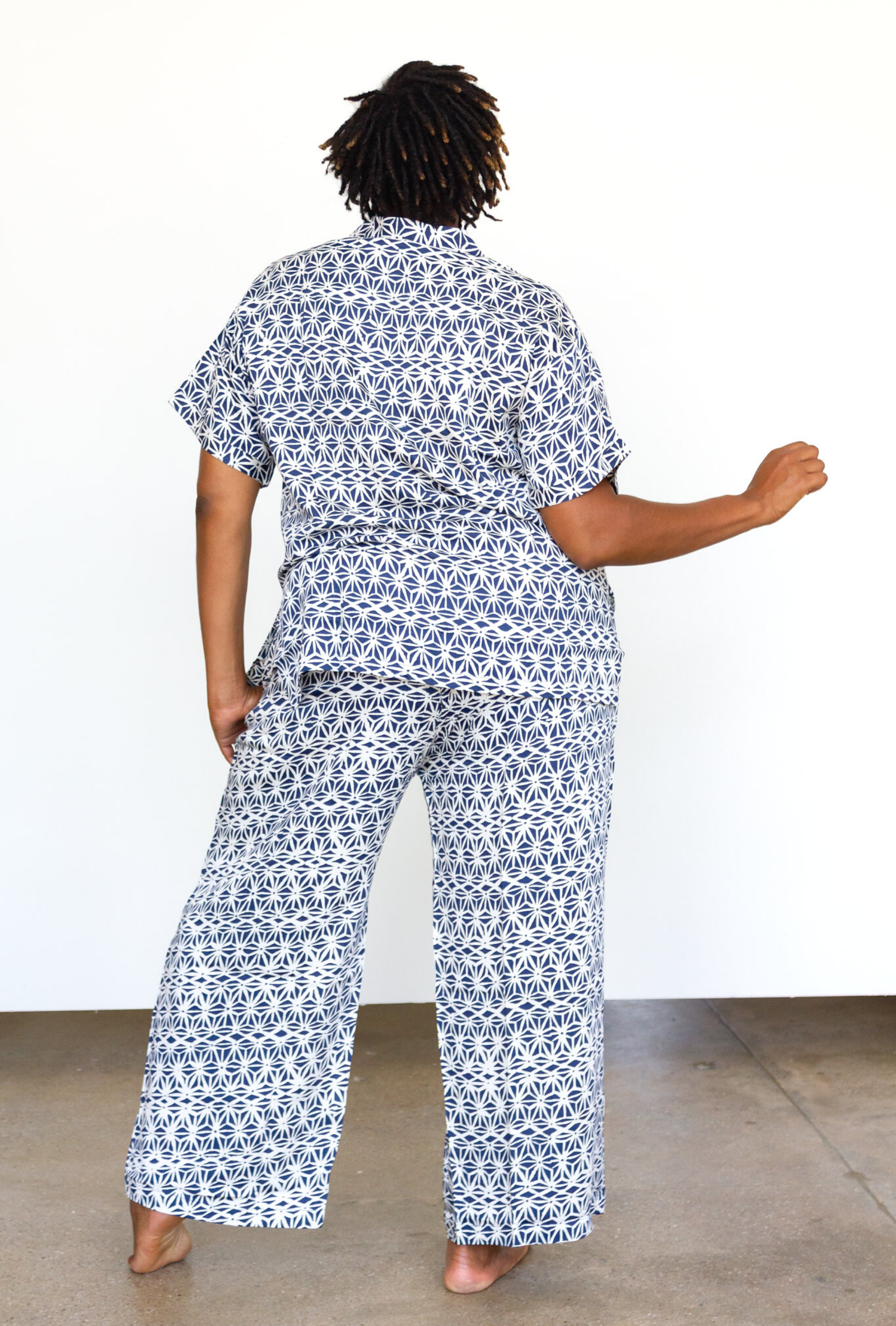 Geo Starburst Modal Pajama Set in Navy + Cream by Symbology Clothing