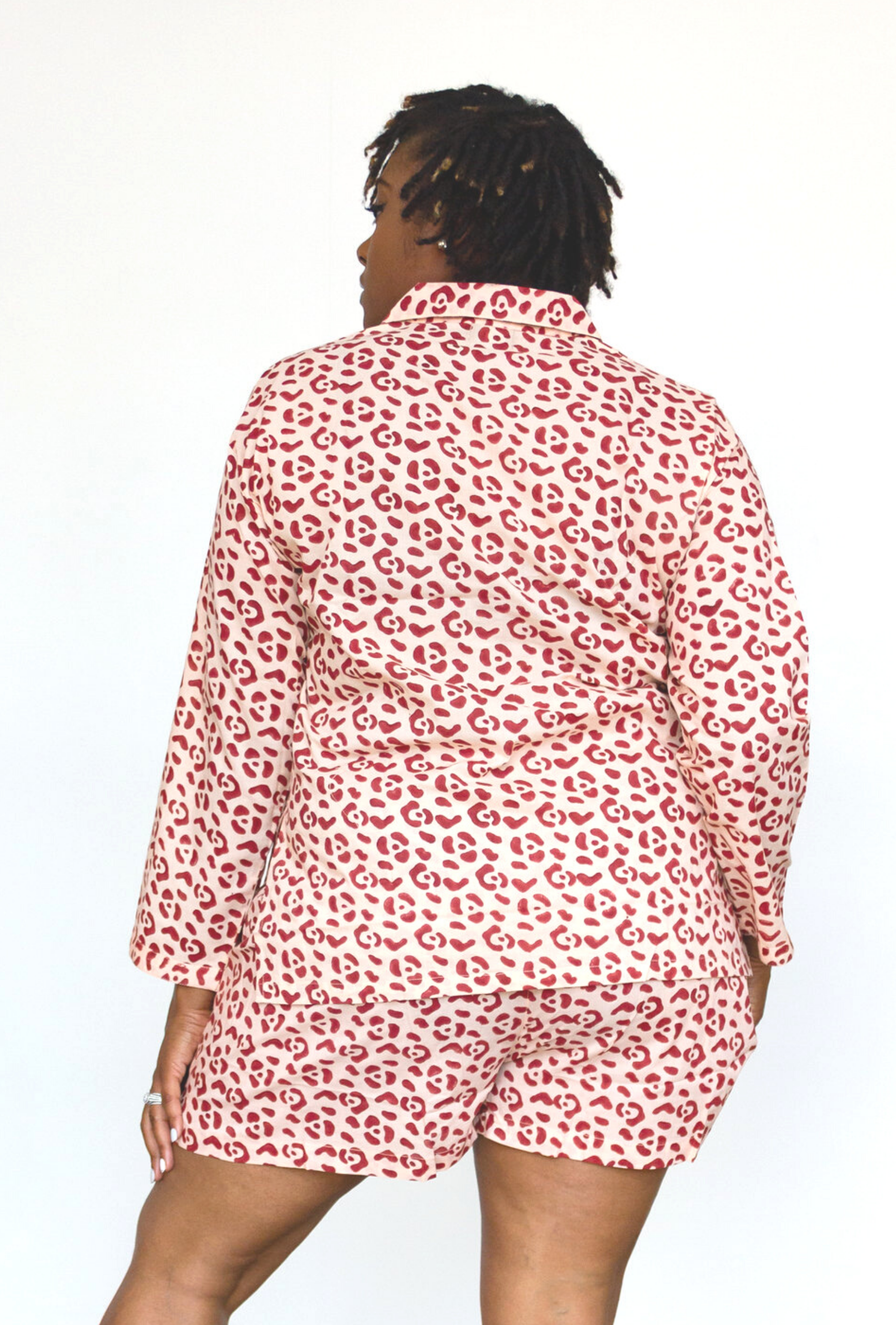 Organic Cotton Leopard Pajama Set in Blush + Berry by Symbology Clothing