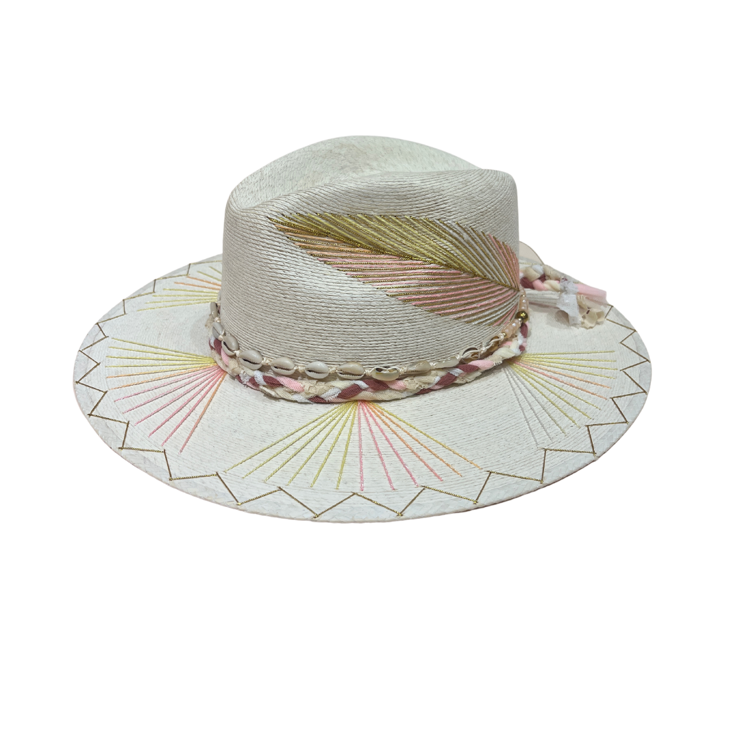 Exclusive Pink and Yellow Feather Hat by Corazon Playero