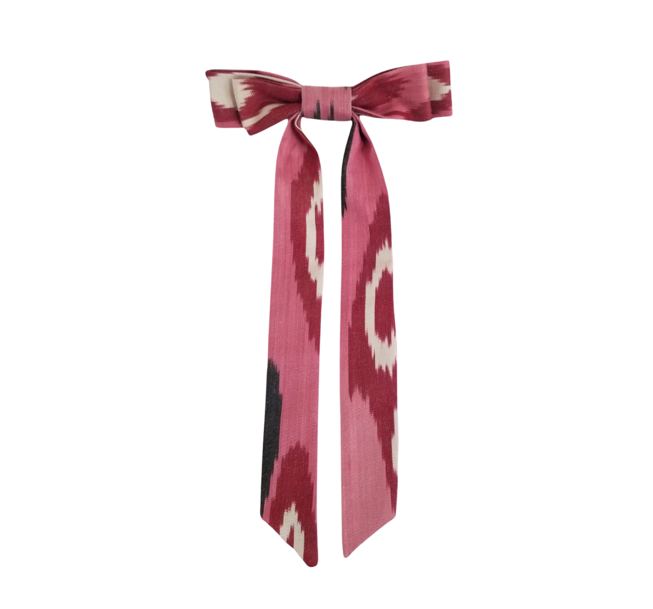 Cerise Silk Ikat Bow Barrette - Red, Pink, White, Black by Larkin Lane