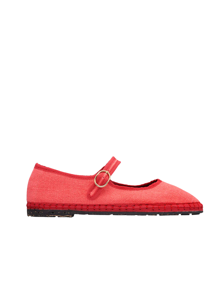 Barbara Linen Mary Jane Flats - Rosa by Flabelus