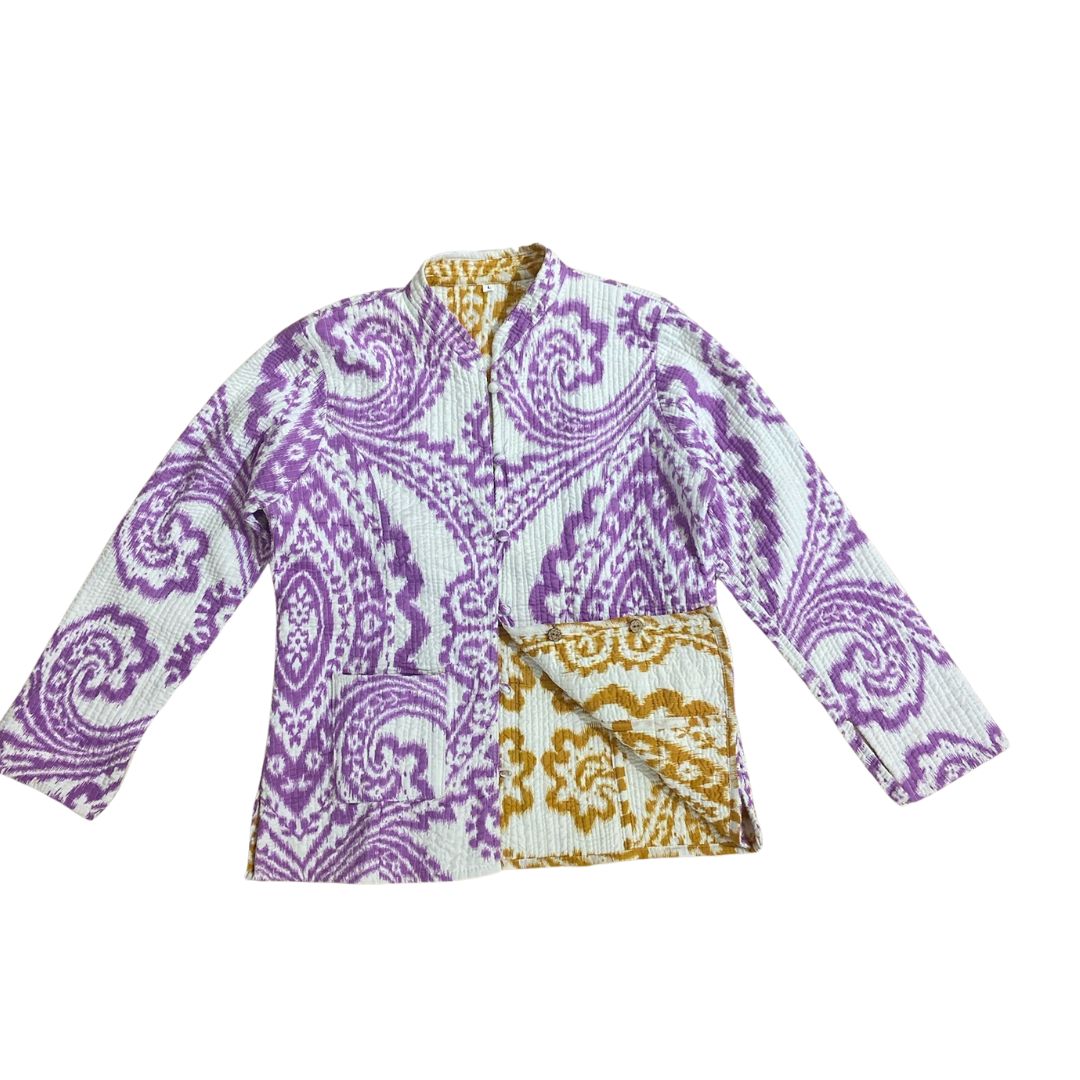 The Purple & Yellow Lillian Reversible Button-Front Jacket by Blue Door London