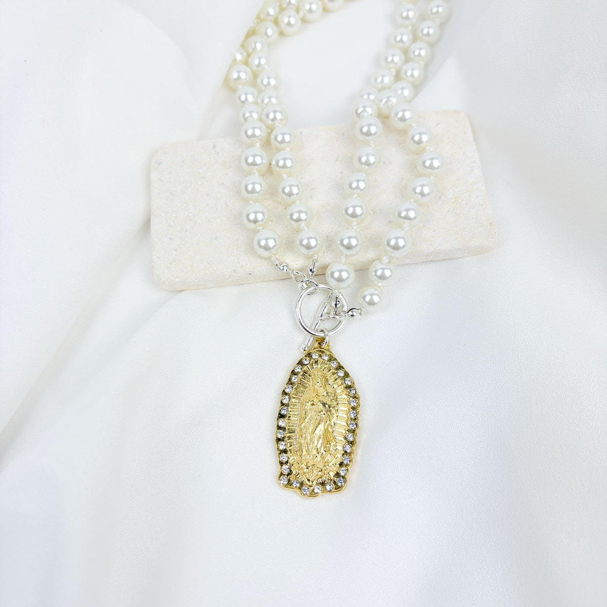 Our Lady of Guadalupe Pearl Necklace by My Saint My Hero