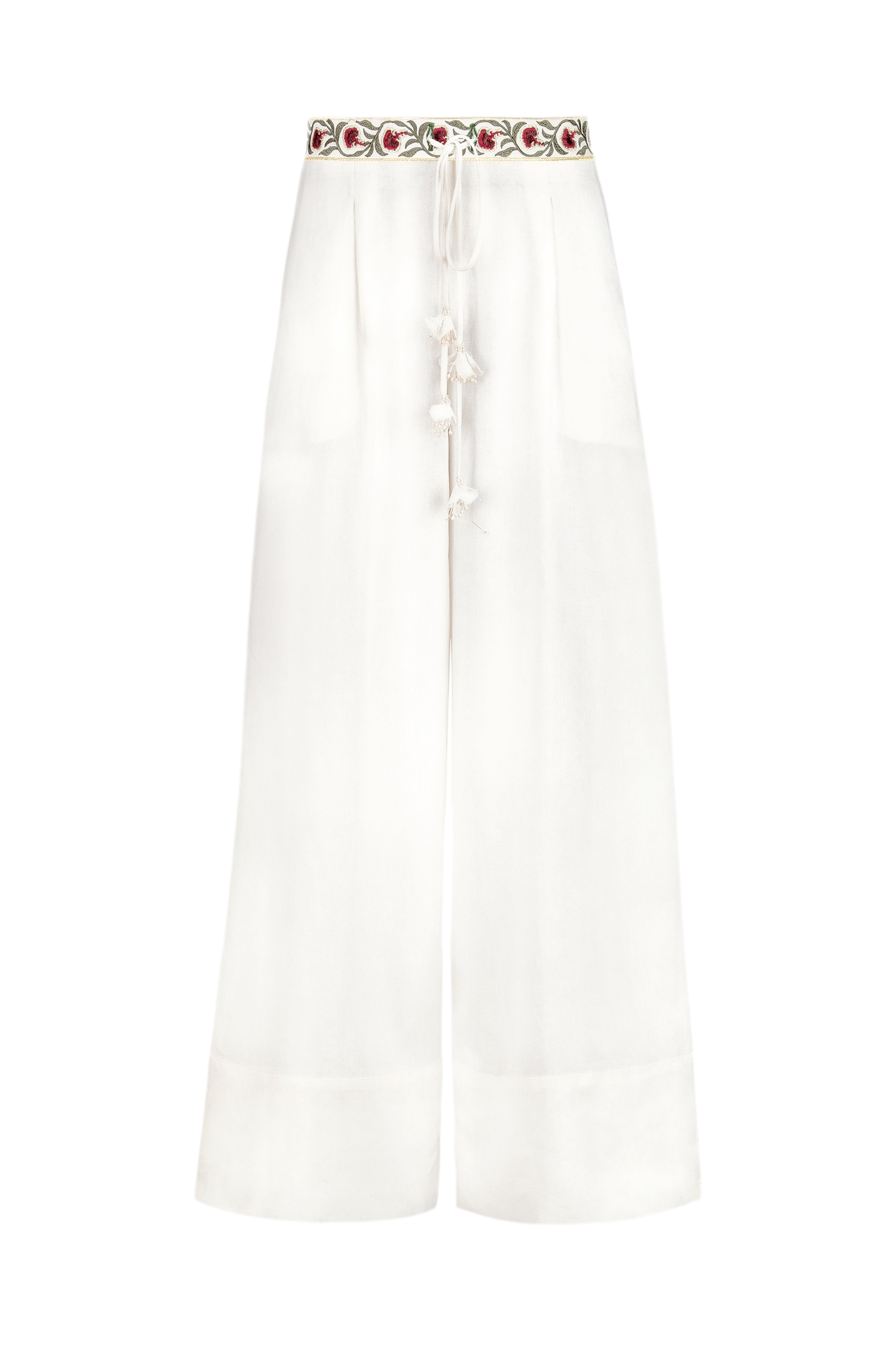 Carnation Pants - White & Red by Rosewater House