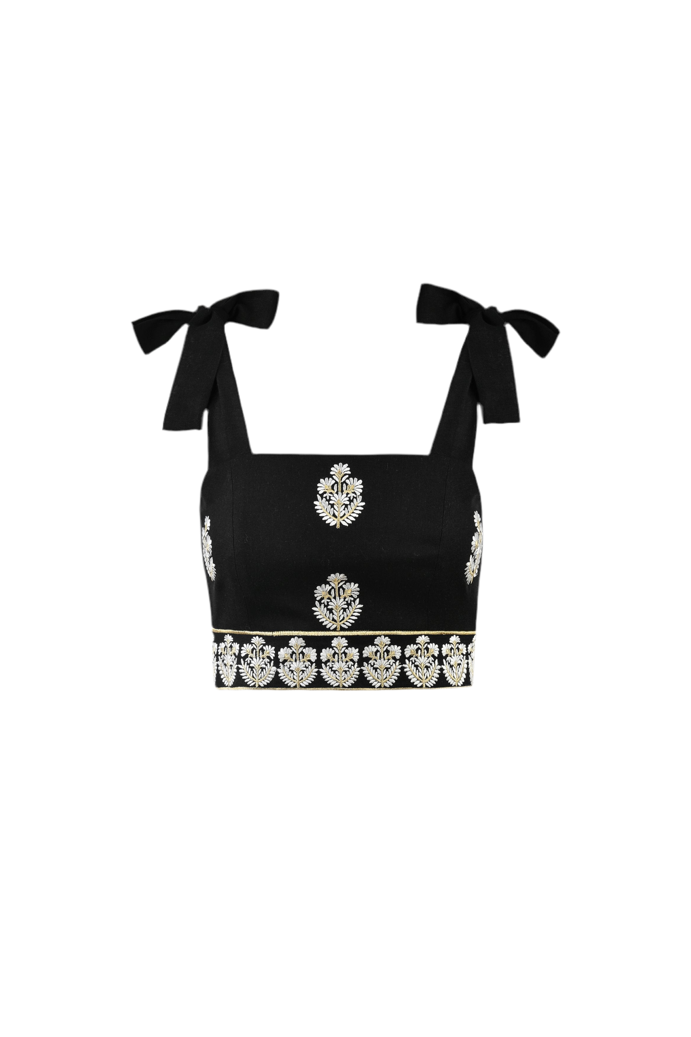 Begum Top - Black, White & Gold by Rosewater House