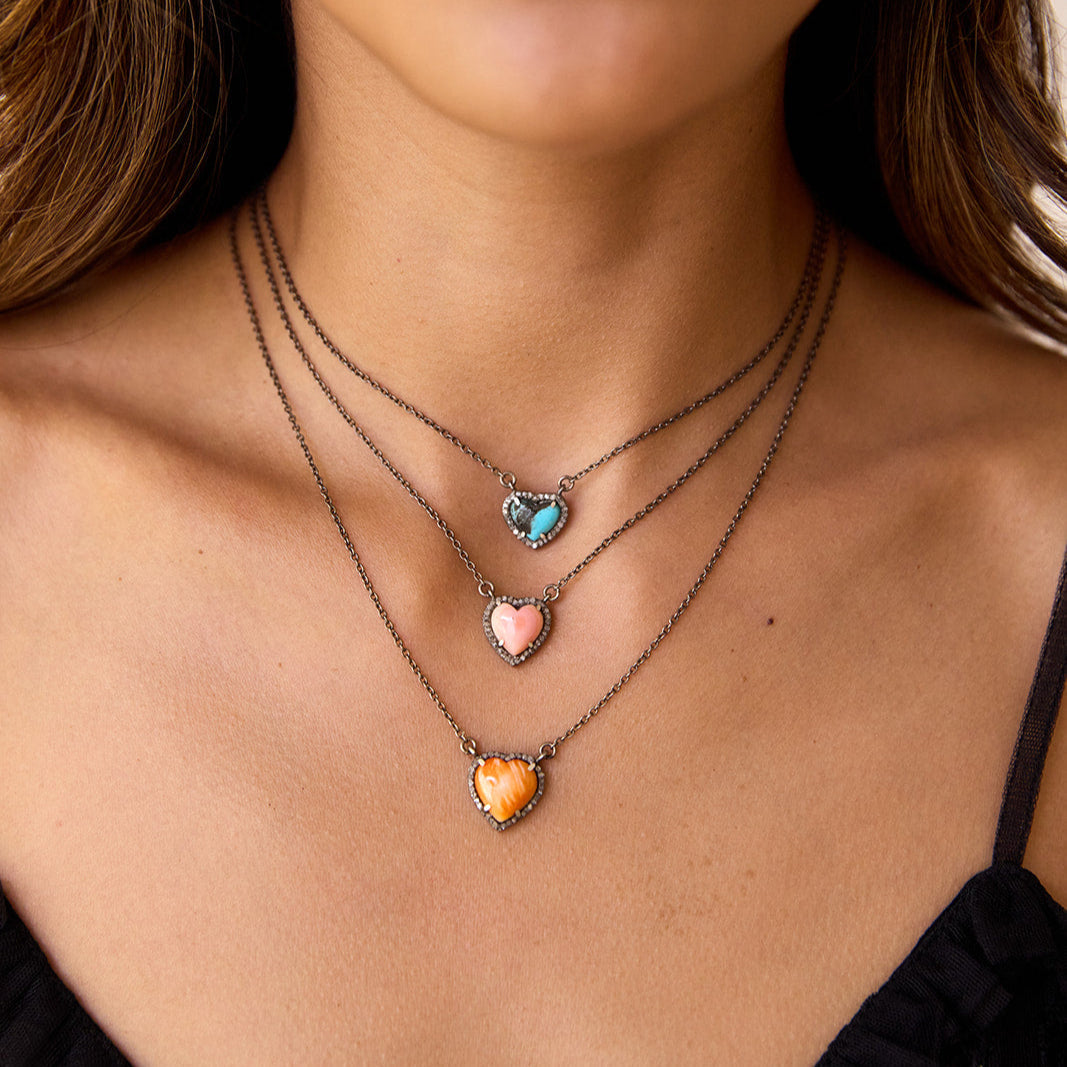 12mm Spiney Oyster Shell Heart Charm Necklace by S. Carter Designs