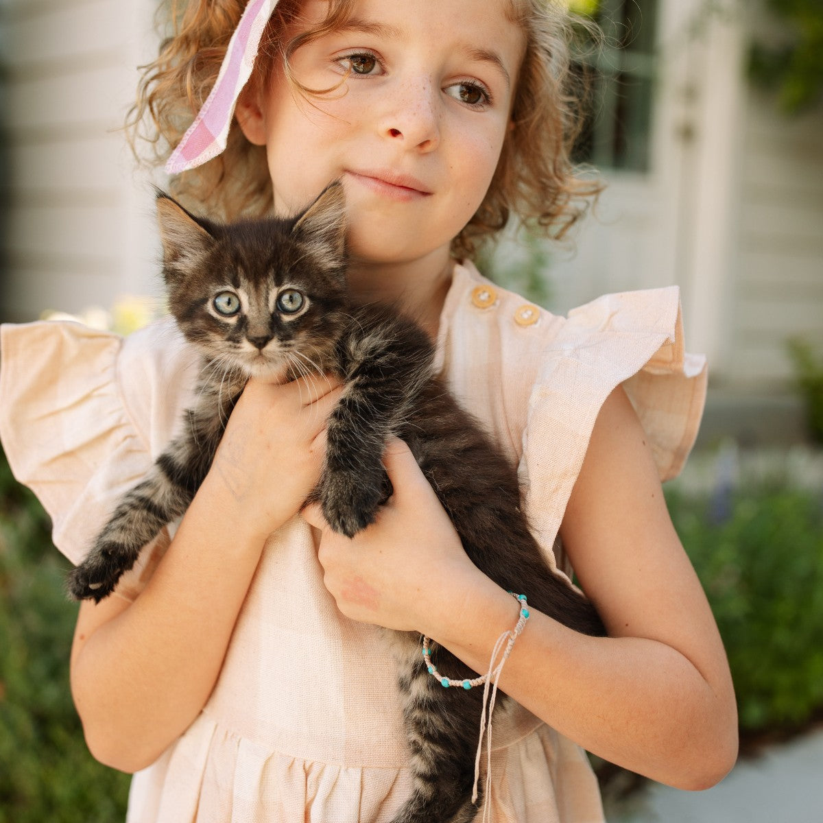 Cece Girl Dress in Tan Beige by Folklore Las Ninas