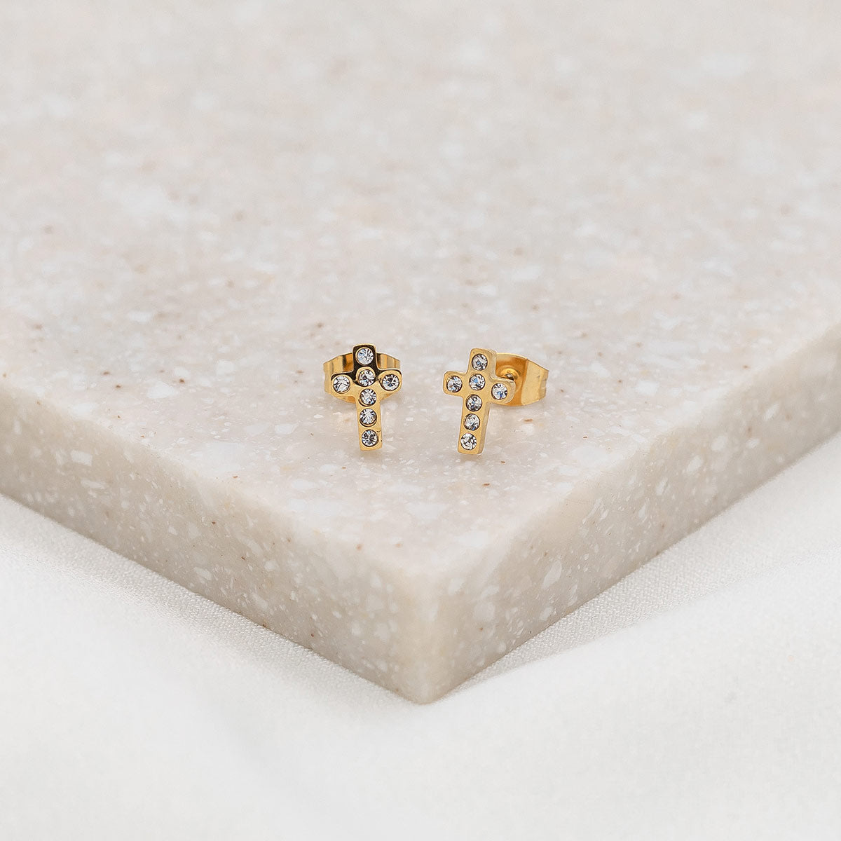 Faith Petite Cross Cubic Zirconia Earrings by My Saint My Hero