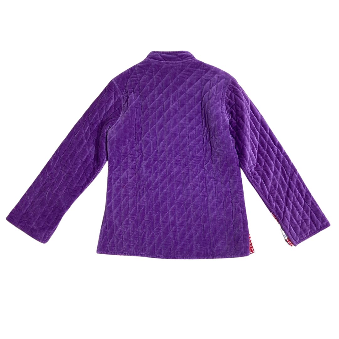 The Purple Isabella Quilted Velvet Button-Front Jacket by Blue Door London
