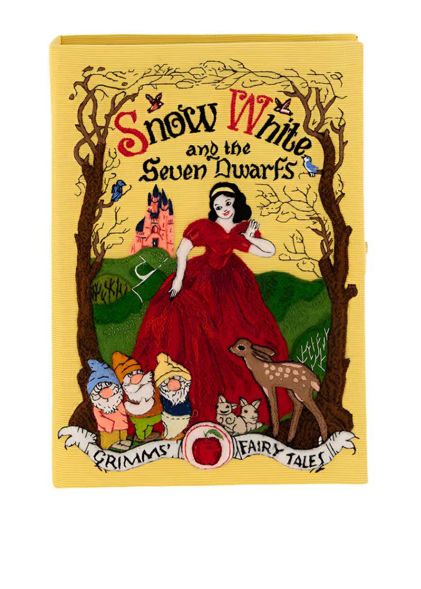 Snow White Yellow Strapped Book Clutch by Olympia Le-Tan