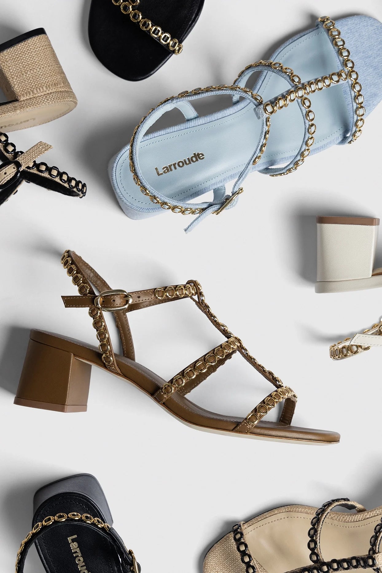 Milanina Block Sandal In Russet Leather by Larroudé