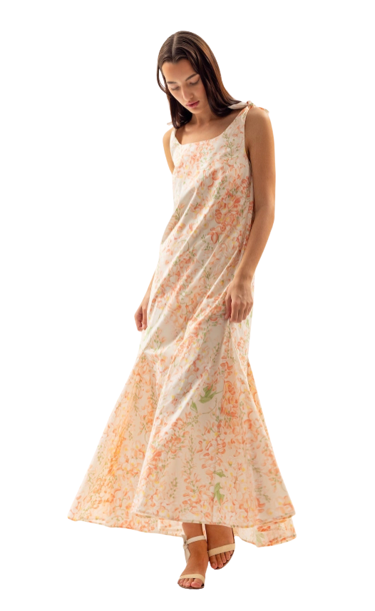 Ashley Coral Wisteria Floral Dress by Casey Marks