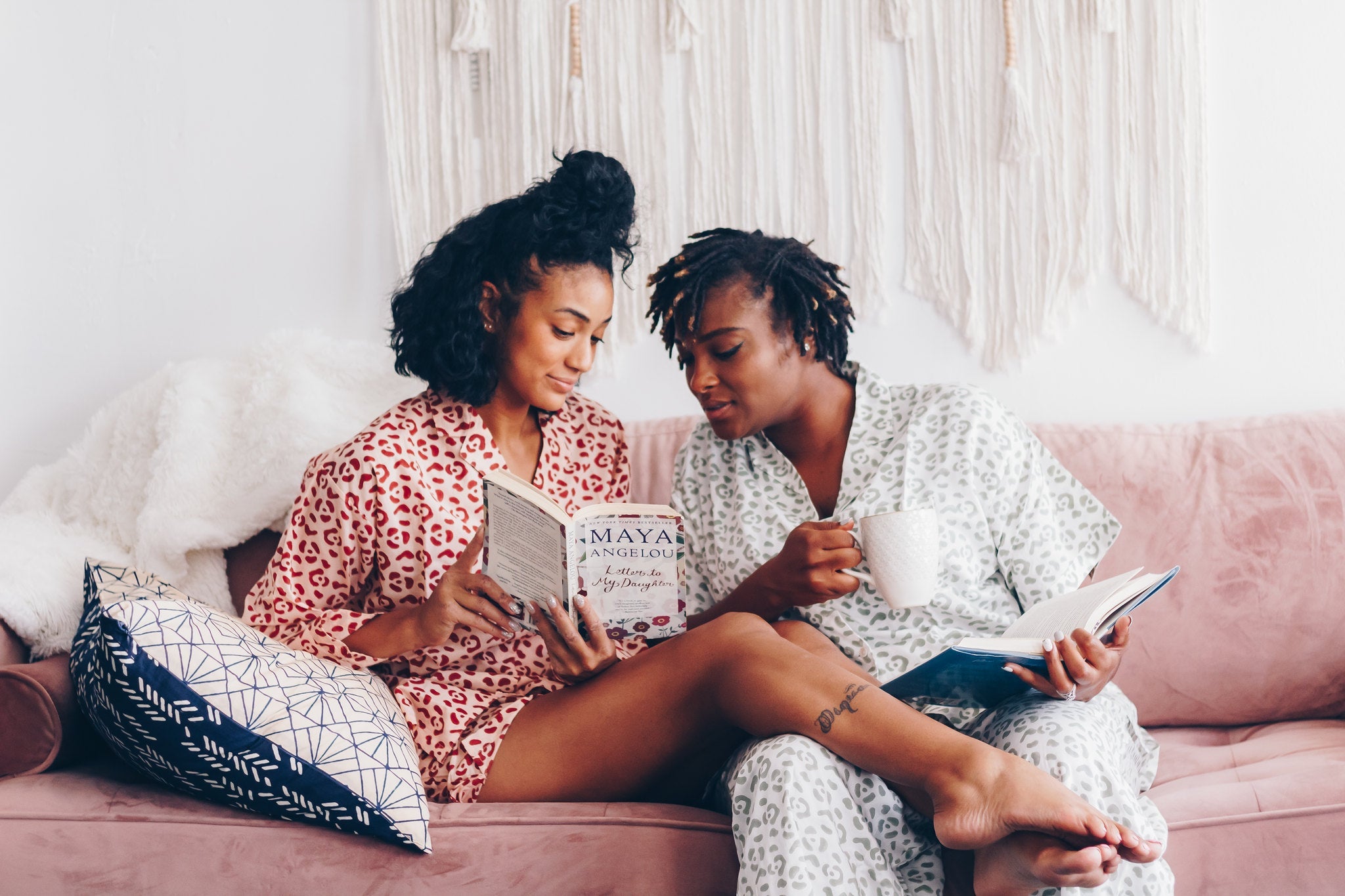 Organic Cotton Leopard Pajama Set in Blush + Berry by Symbology Clothing