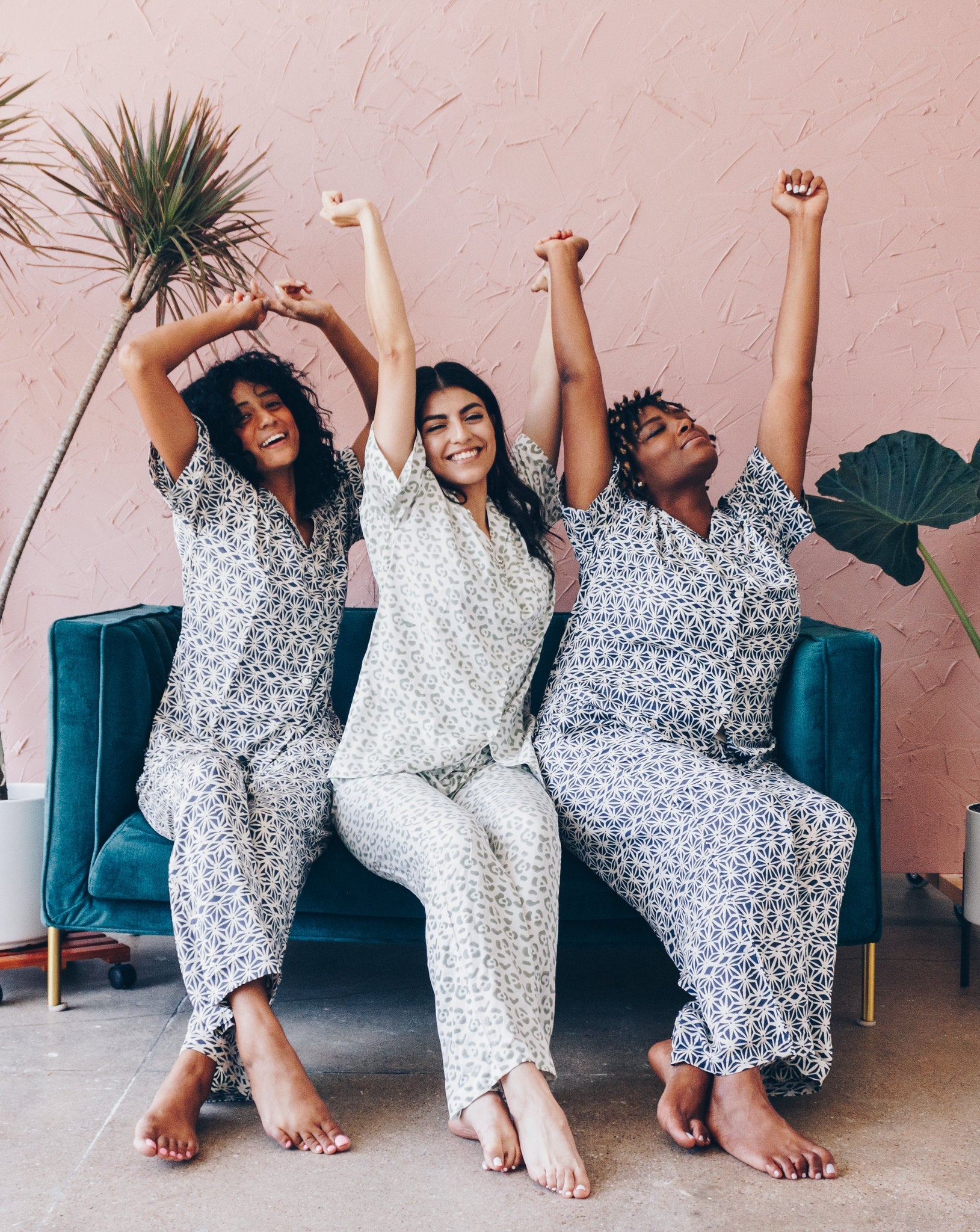 Geo Starburst Modal Pajama Set in Navy + Cream by Symbology Clothing