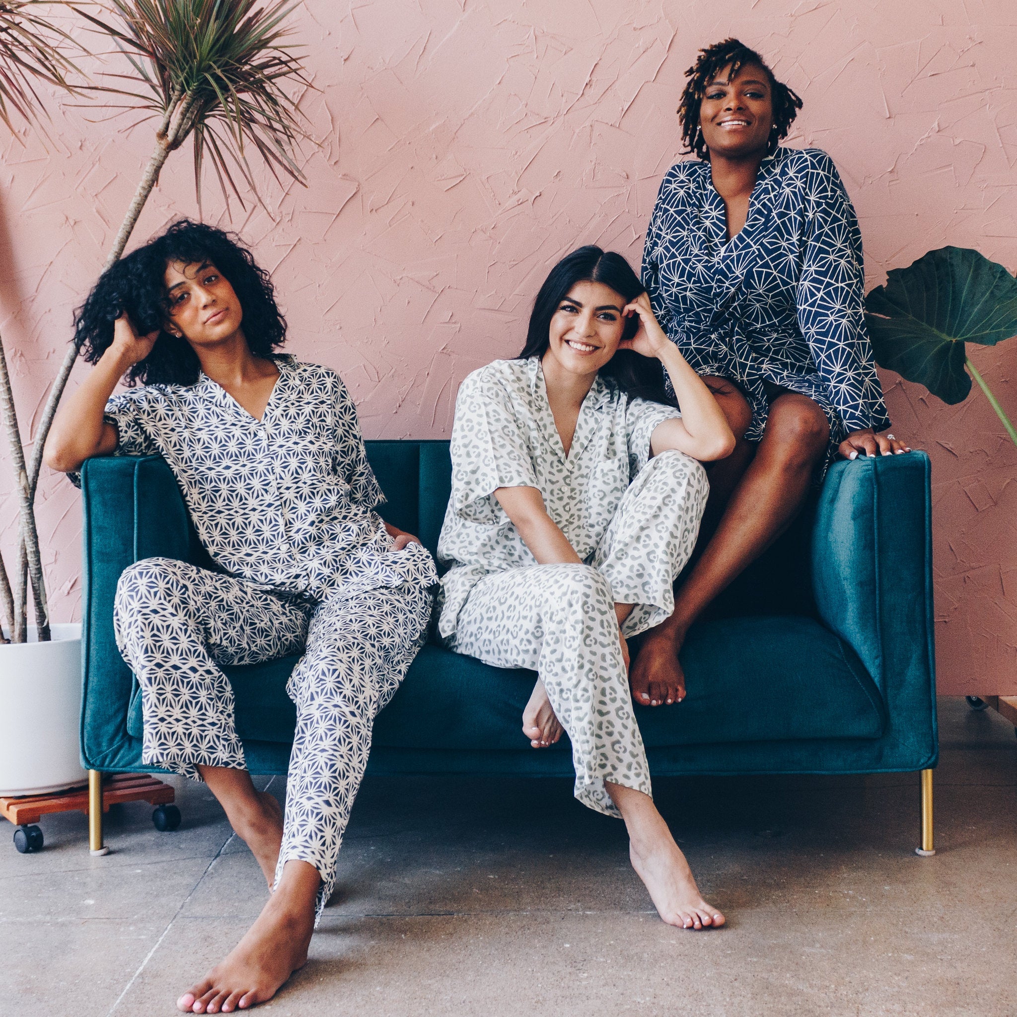 Geo Starburst Modal Pajama Set in Navy + Cream by Symbology Clothing