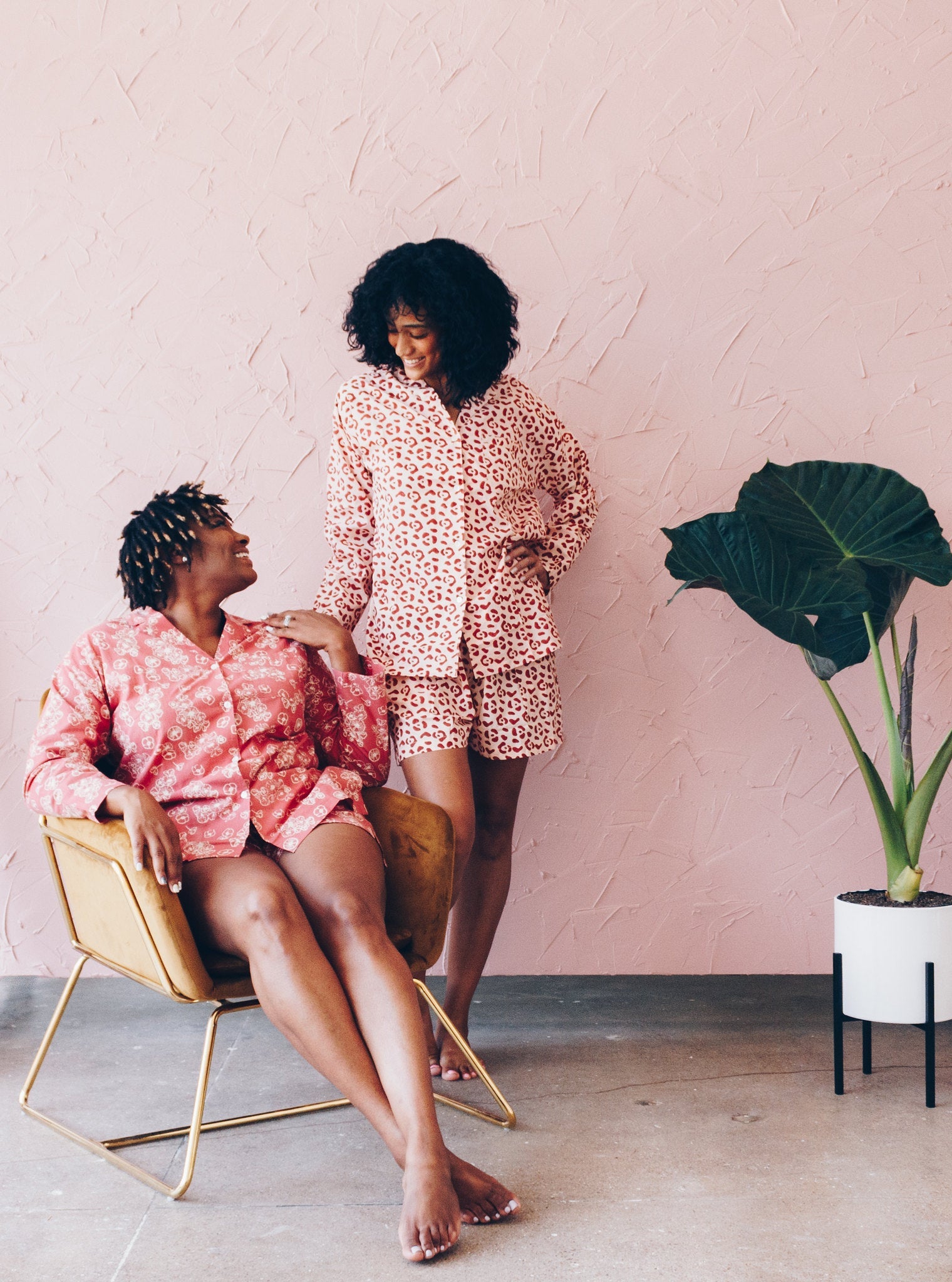 Organic Cotton Leopard Pajama Set in Blush + Berry by Symbology Clothing