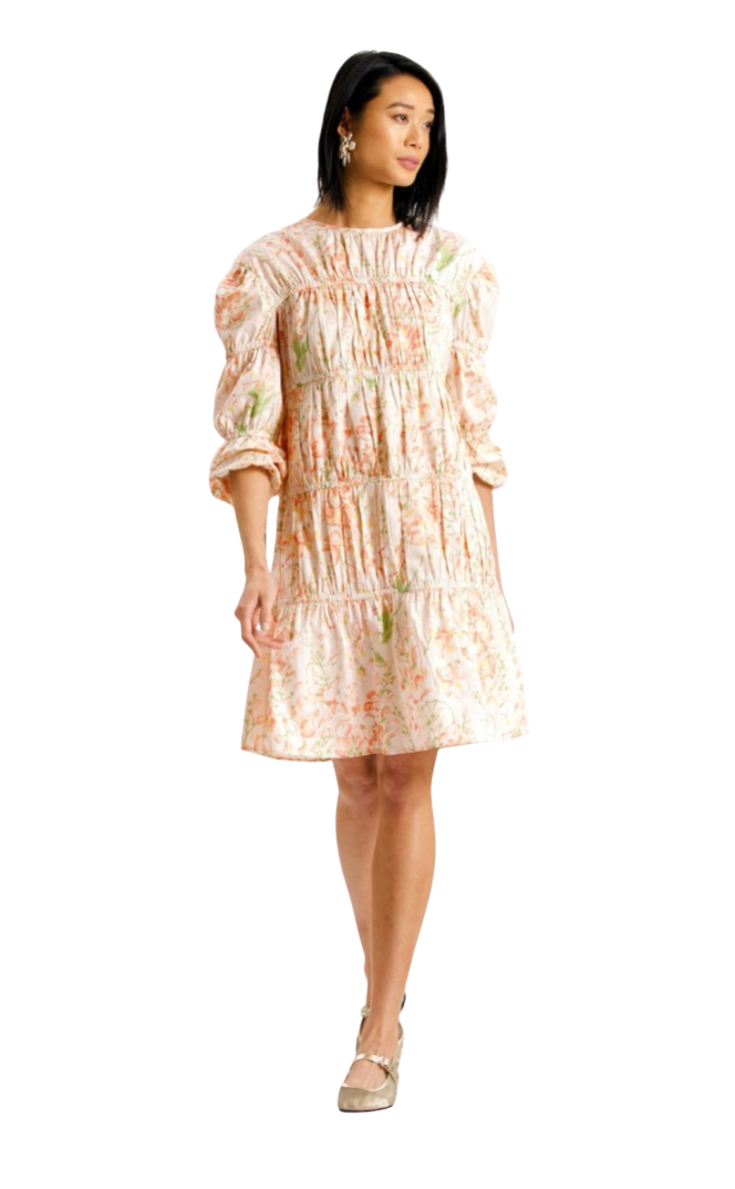 Martha Coral Wisteria Floral Dress by Casey Marks