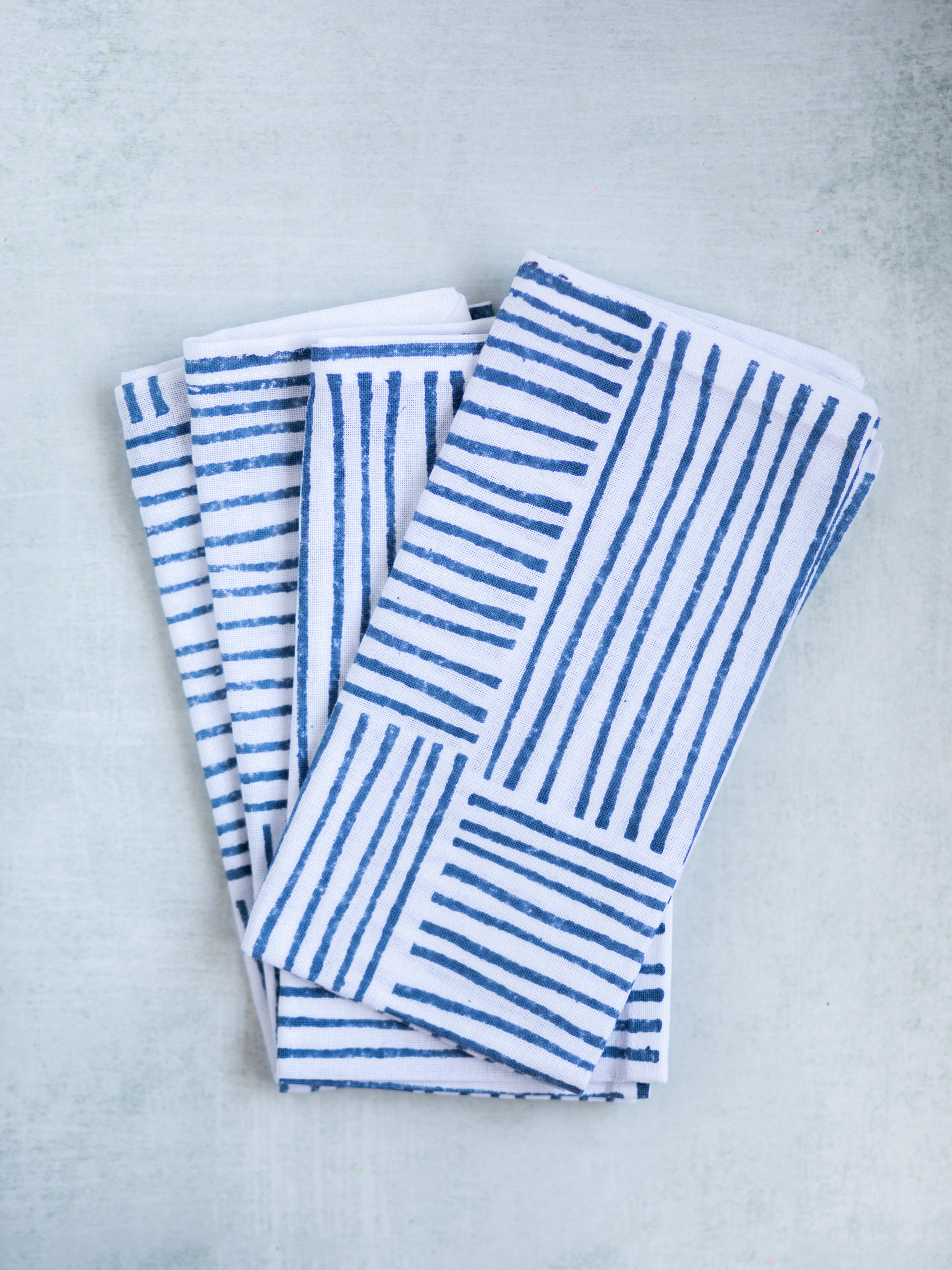 Dinner Napkins (set of 4) - Striped (Large), Navy by Mended