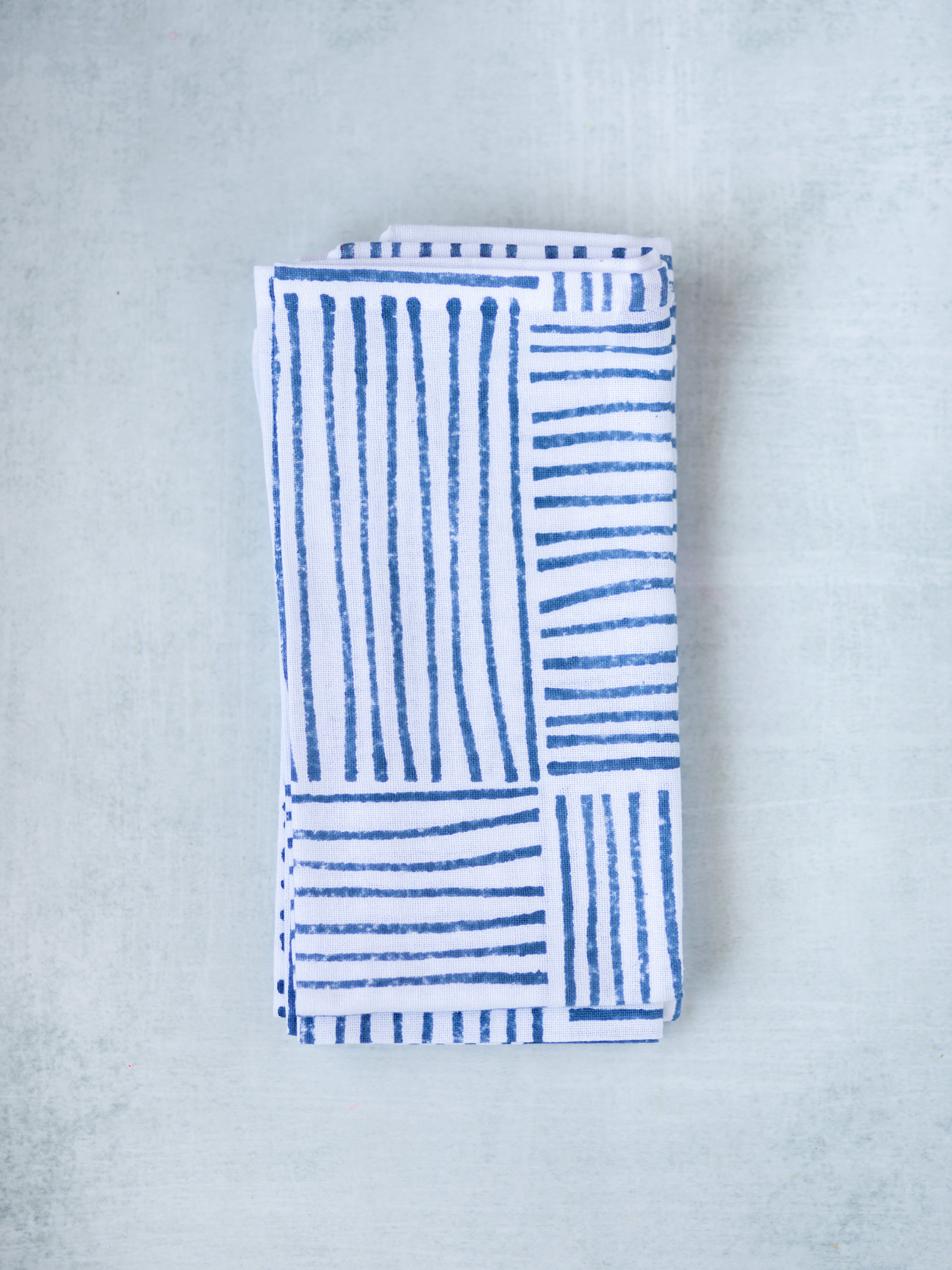 Dinner Napkins (set of 4) - Striped (Large), Navy by Mended