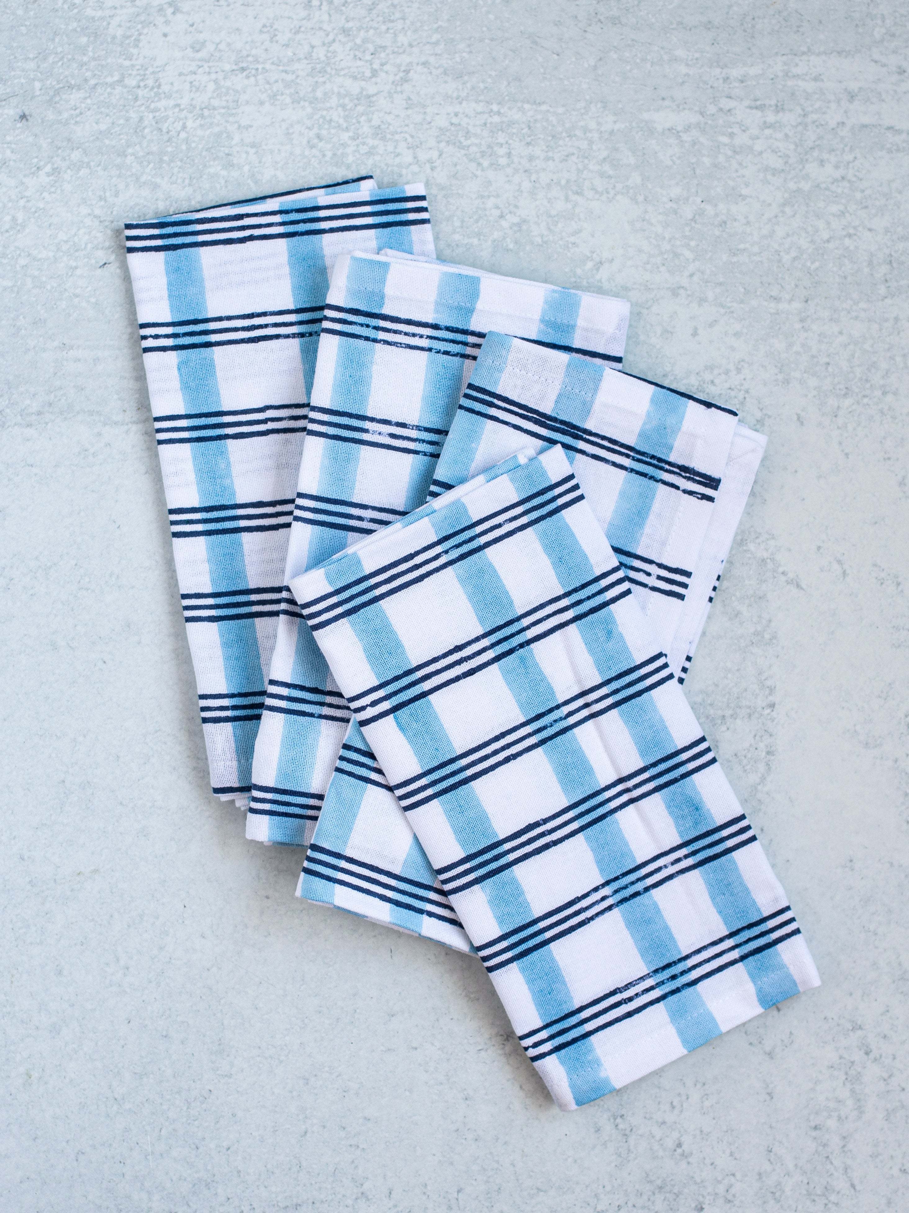 Dinner Napkins (set of 4) - Plaid, Navy & Uniform Blue by Mended