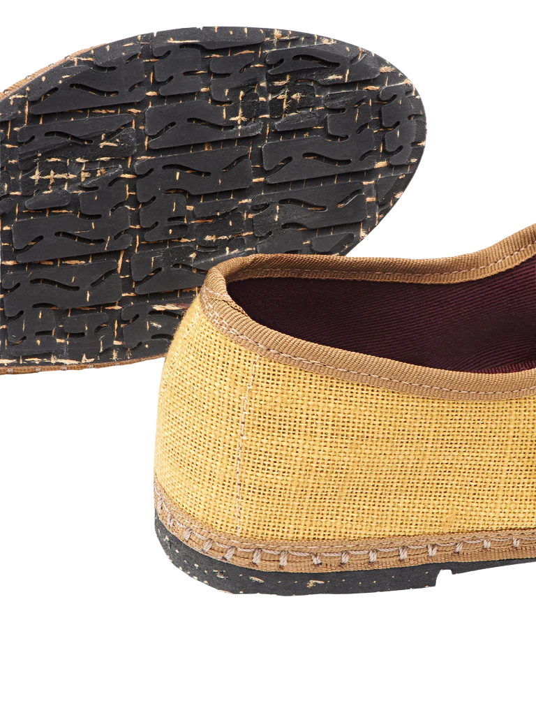 Alessia Linen Mary Jane Flat - Mostaza by Flabelus
