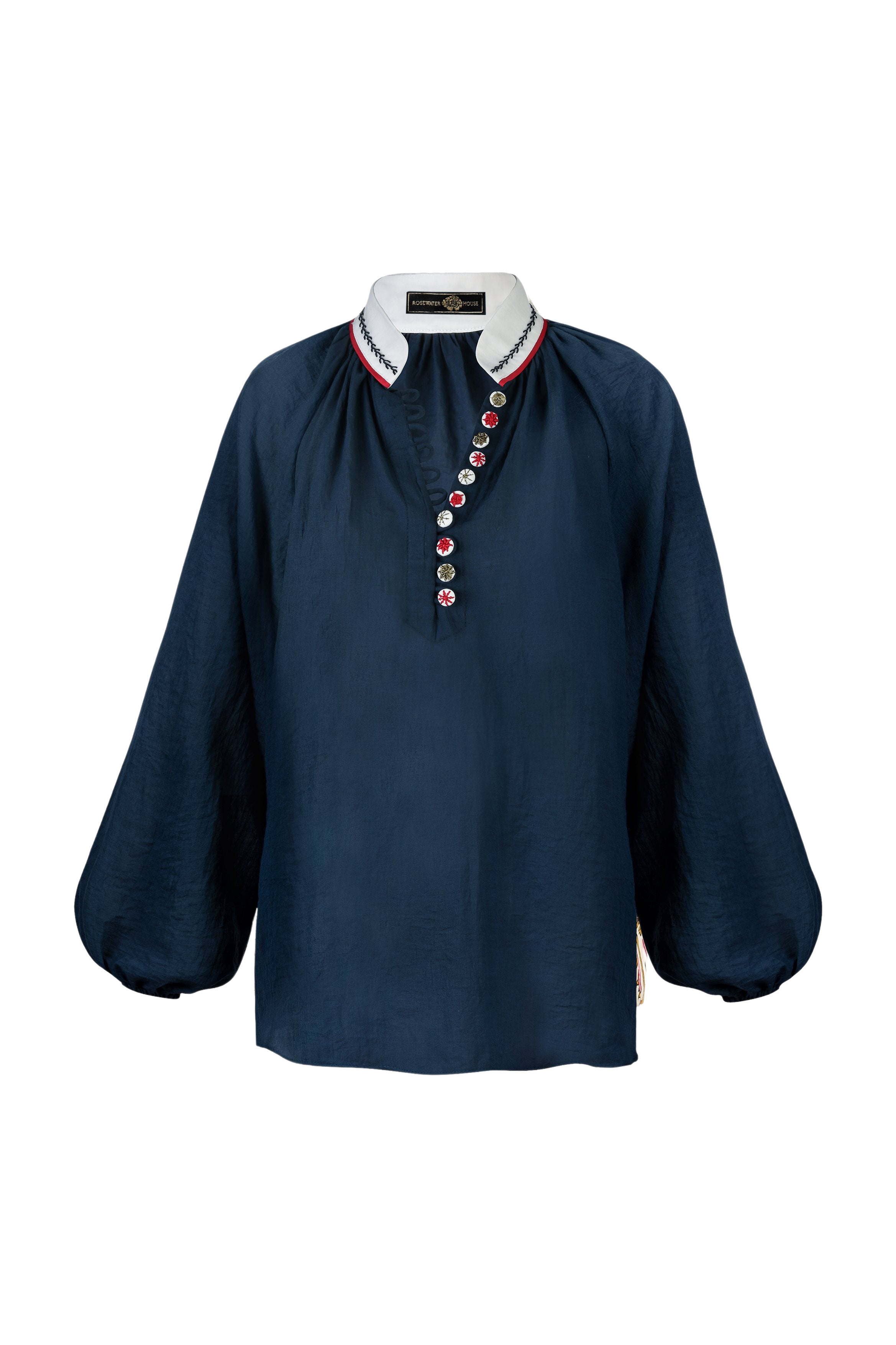 Golab Blouse - Navy & Red by Rosewater House