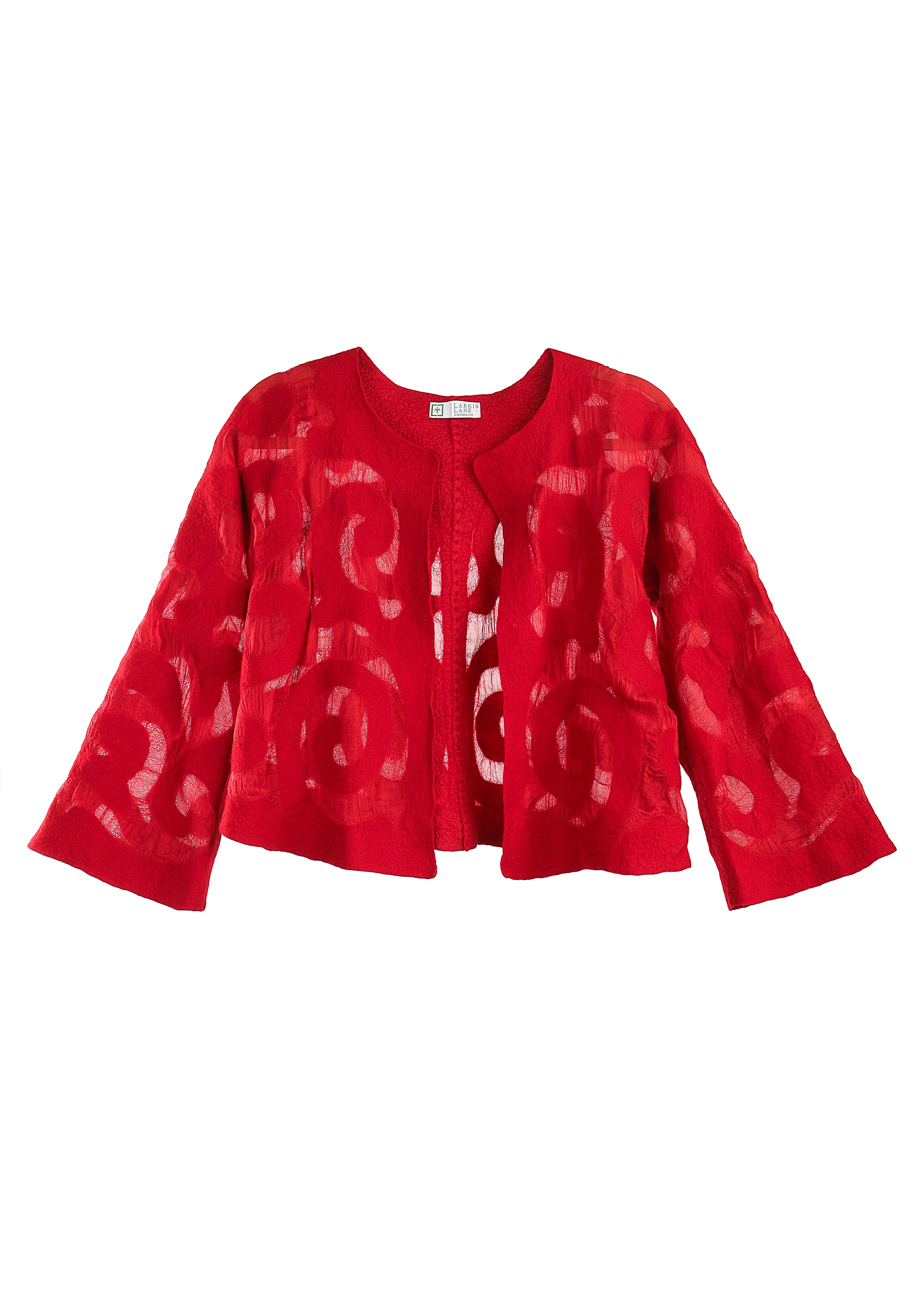Felted Wool Bolero Jacket from Kyrgyzstan - Red by Larkin Lane