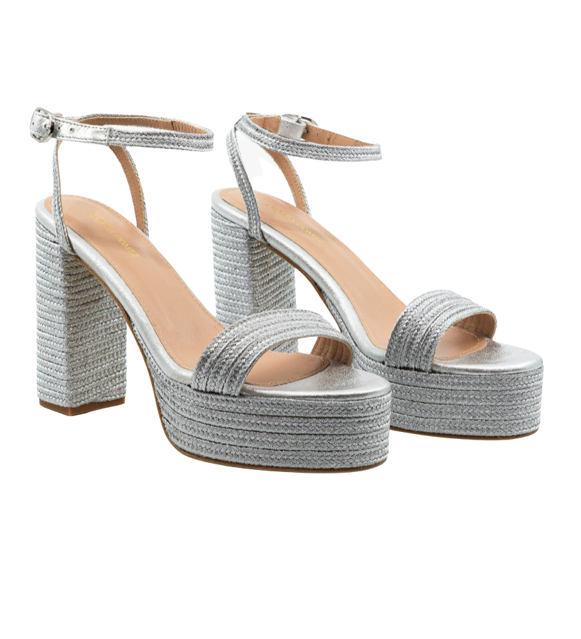 Becka Silver Raffia Platform by Andrea Gomez