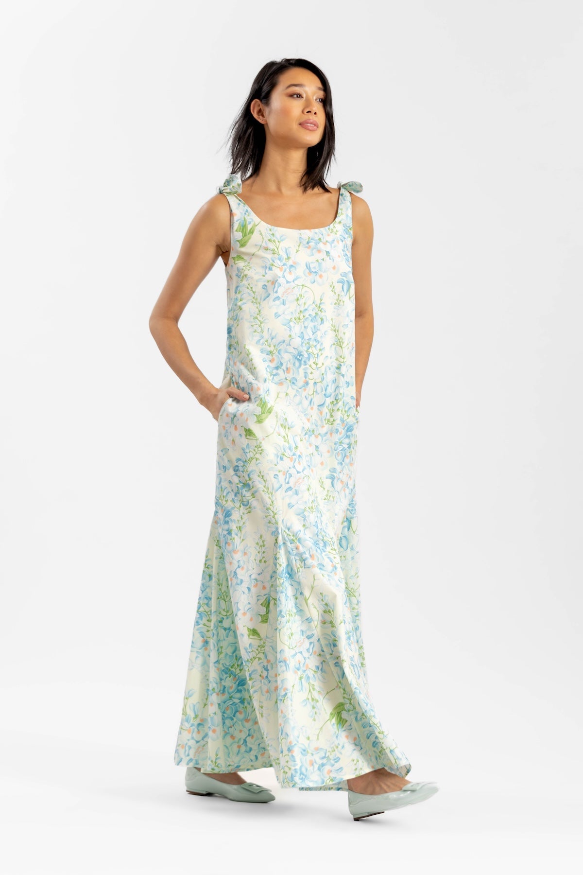Ashley Blue Wisteria Floral Maxi Dress by Casey Marks L
