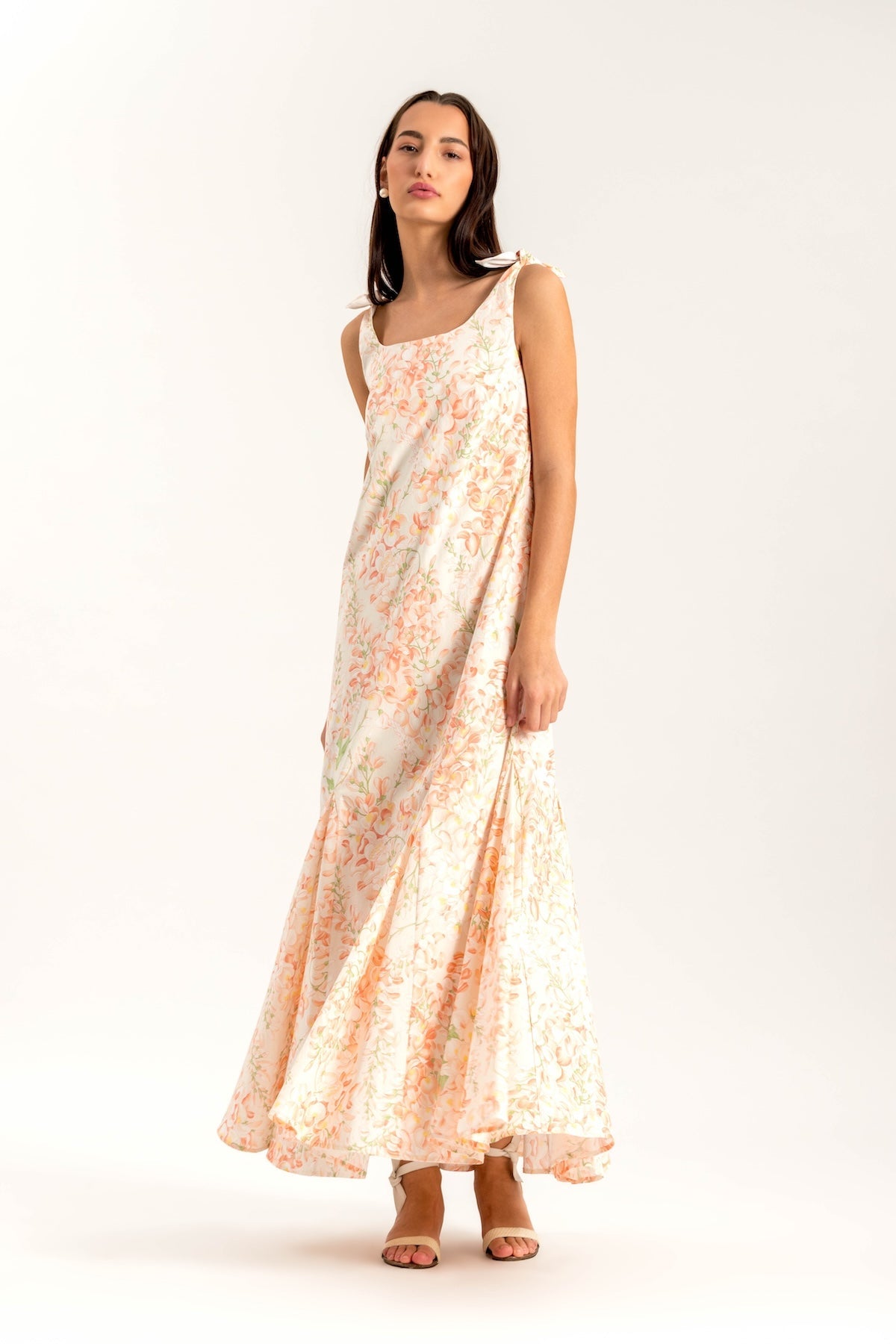 Ashley Coral Wisteria Floral Dress by Casey Marks
