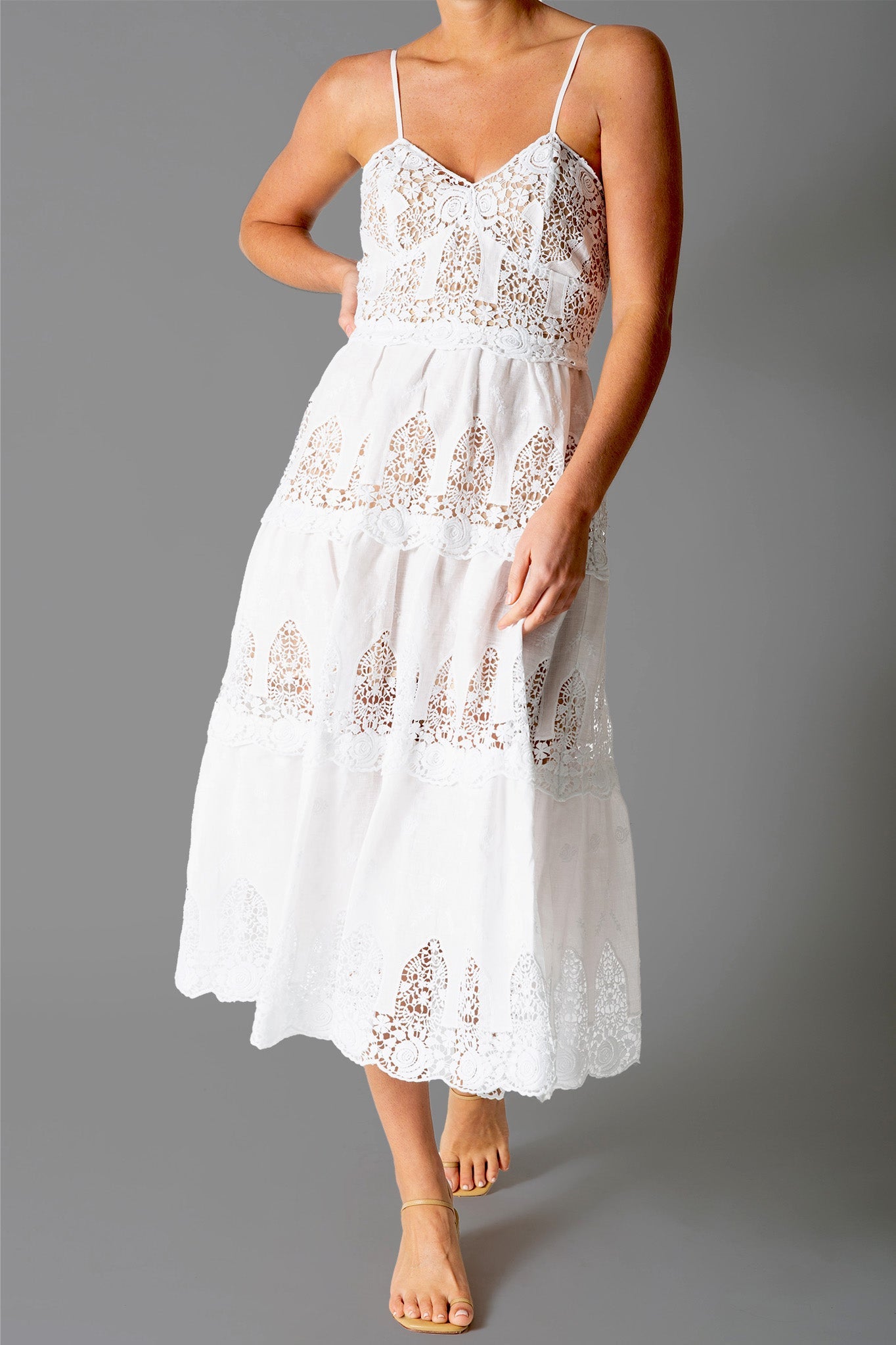 Lotte Linen Embroidered Dress - Pure White by Miguelina