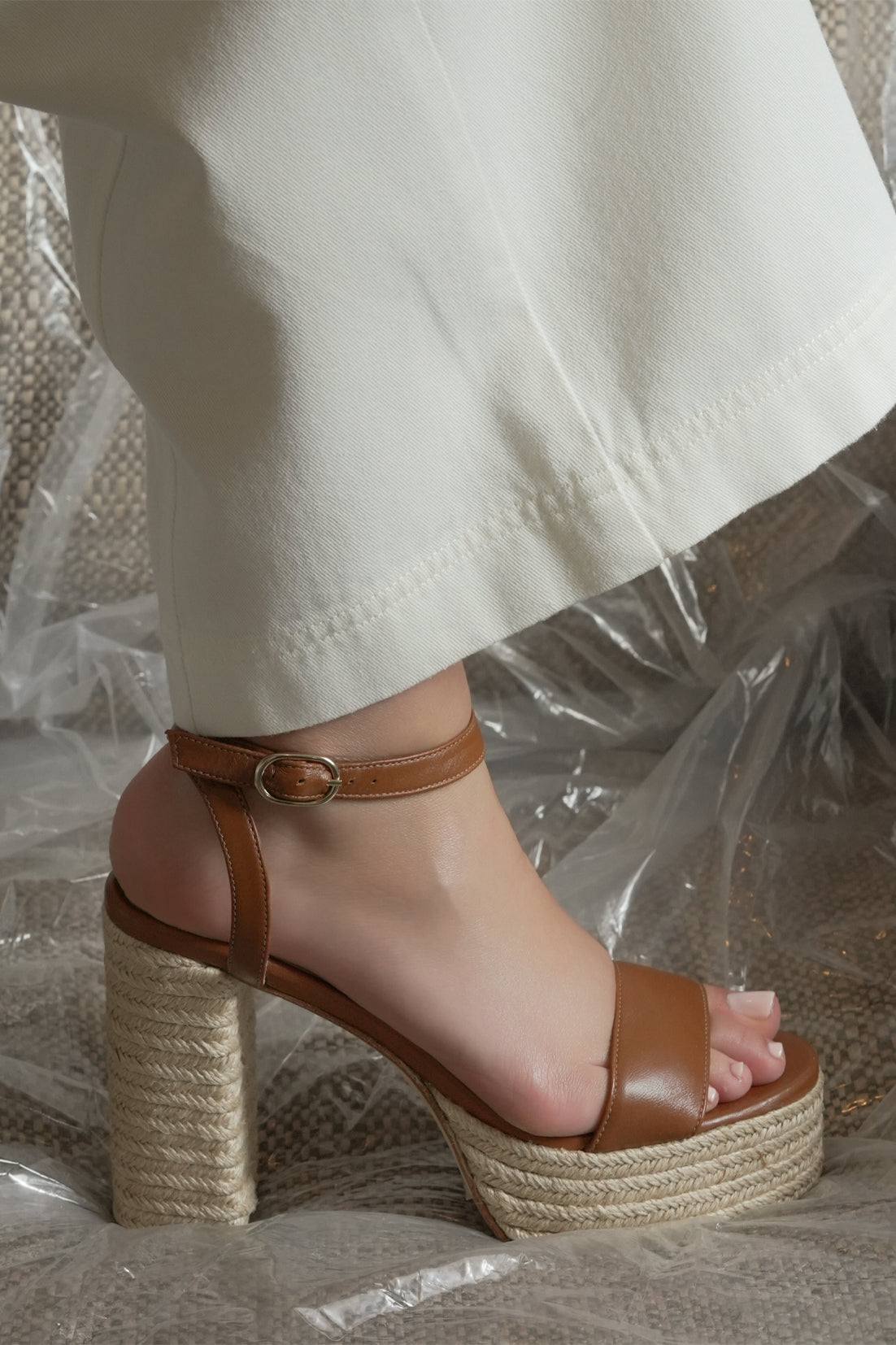 Becka Camel Leather Platform by Andrea Gomez