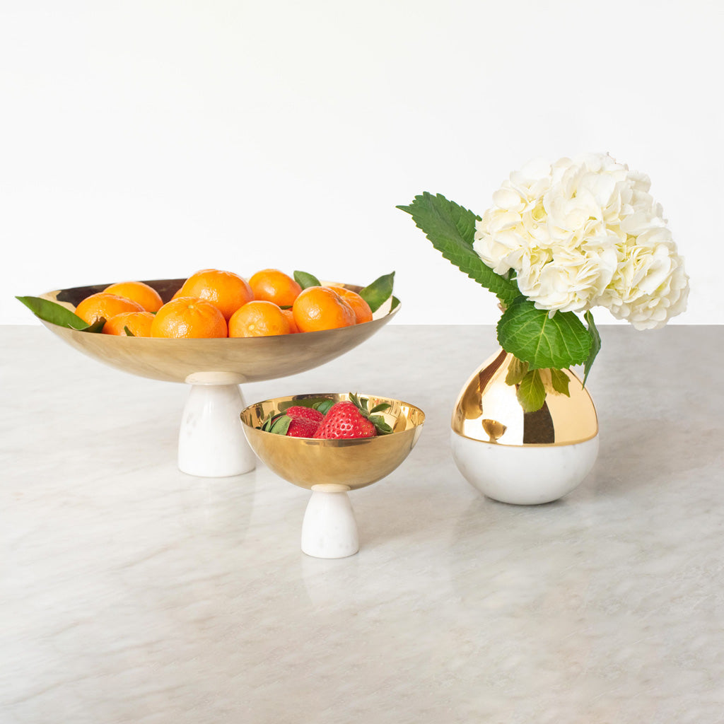 Coluna Fruit Bowl, Marble & Gold by ANNA New York