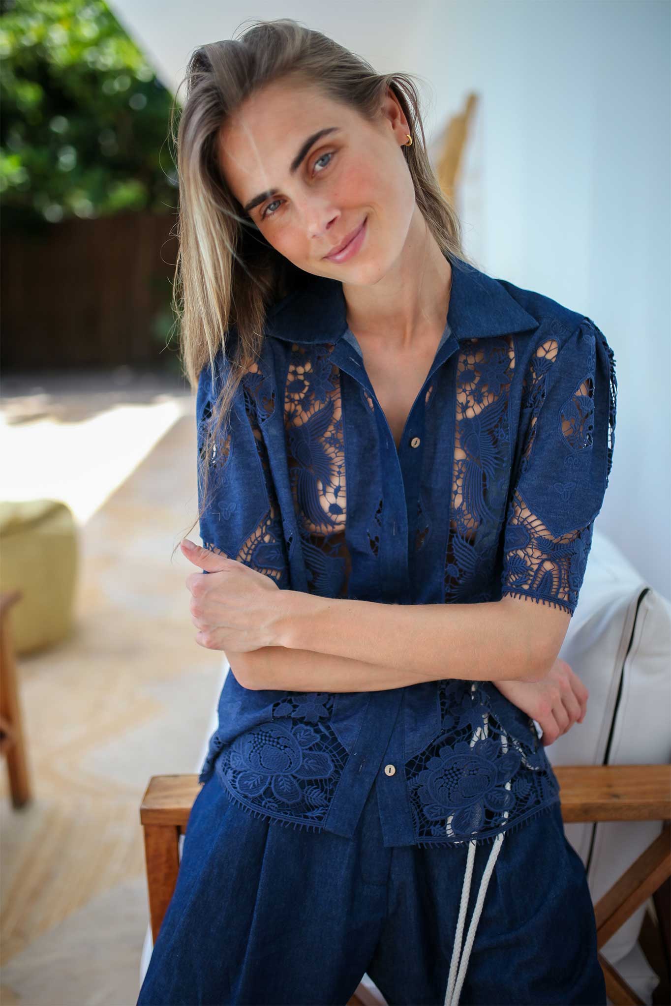 Constance Granadilla Top in Dark Denim by Miguelina
