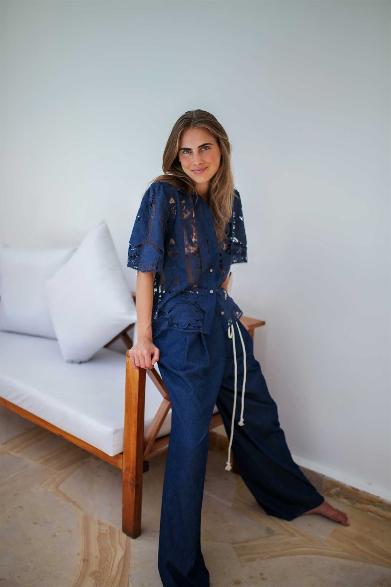 Constance Granadilla Top in Dark Denim by Miguelina