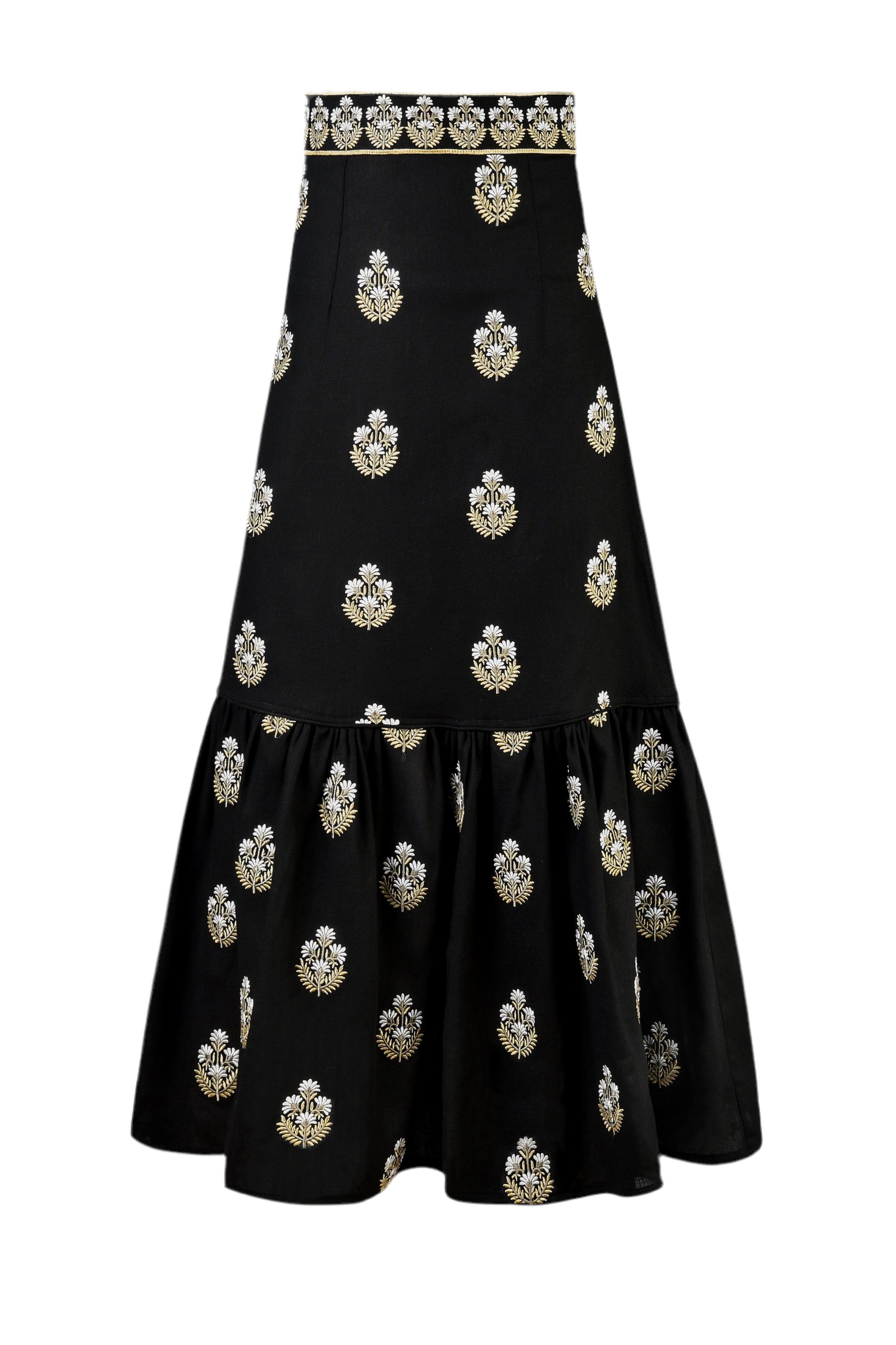 Begum Skirt- Black, White & Gold by Rosewater House